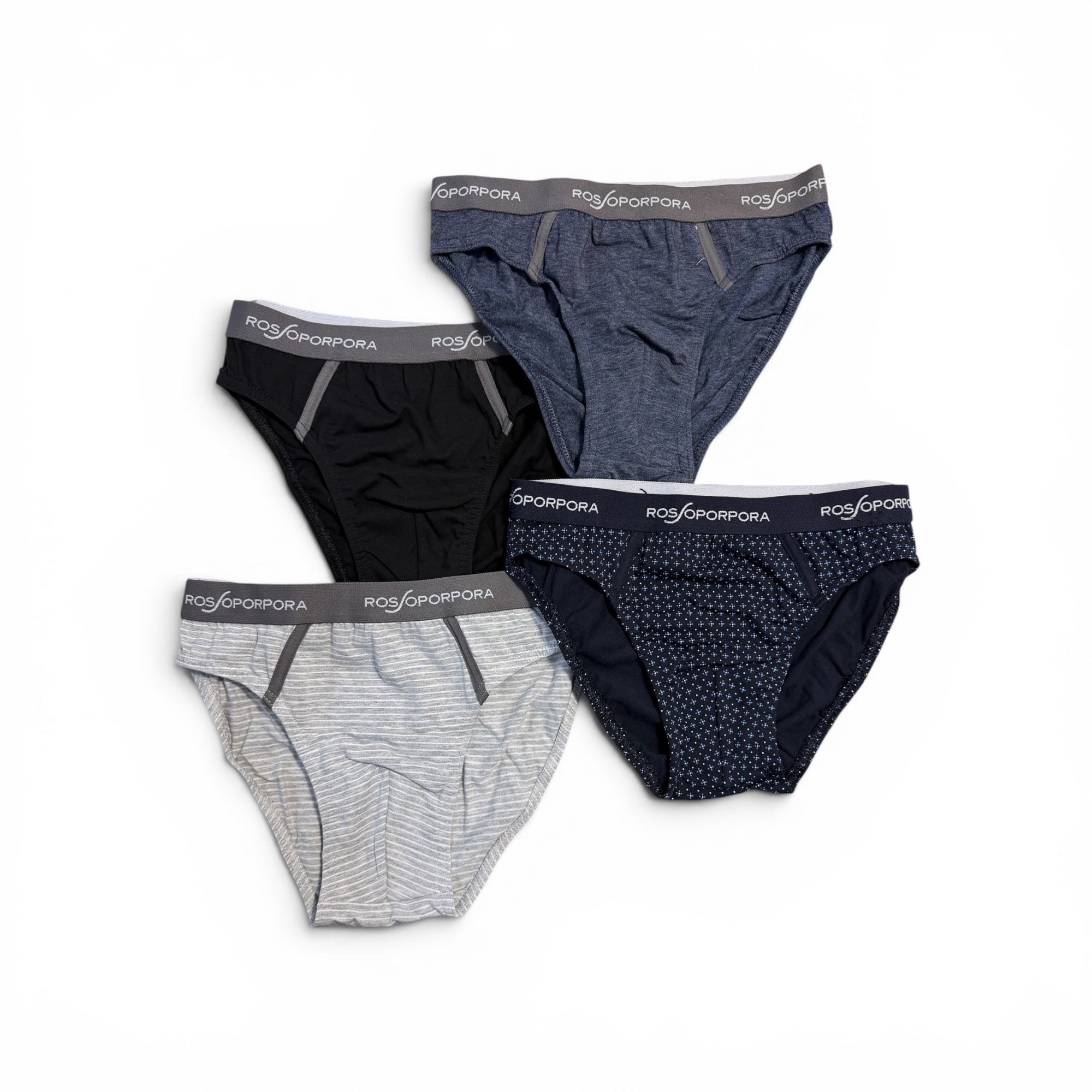 4-Pack Slip Uomo in Cotone Elasticizzato con Elastico Esterno Rossoporpora Art.US2207 - Boutique dell'Intimo e del Neonato