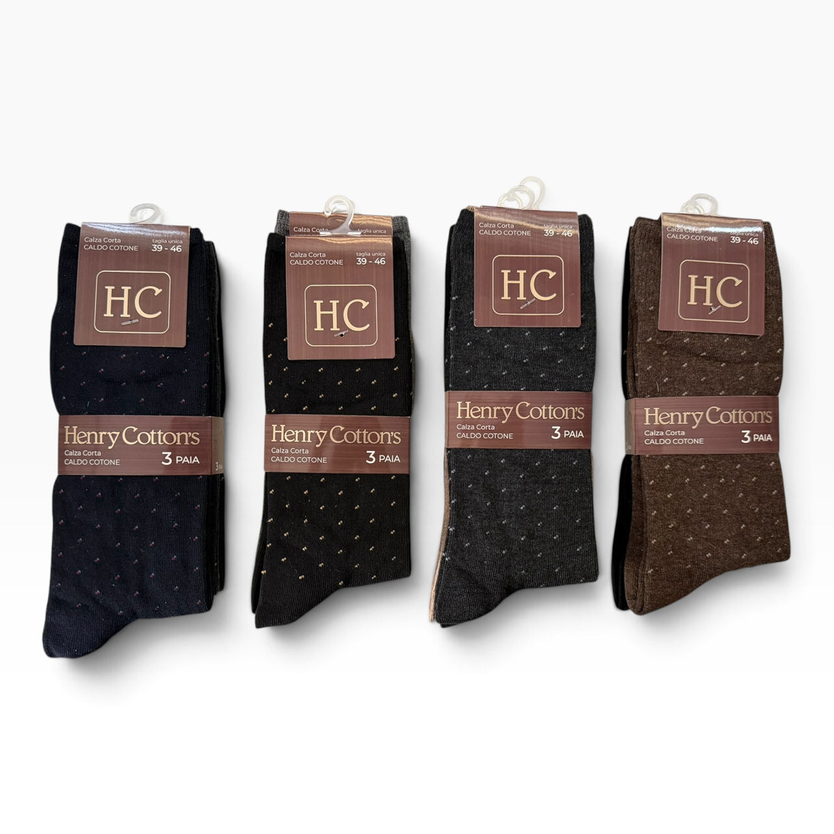Tri-Pack Calza Corta Uomo Fantasia in Caldo Cotone Cotton's Art.HM116