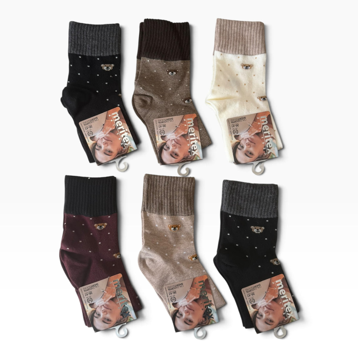 Calza Corta Donna in Caldo Cotone Pois & Teddy Meritex Art.3641 HARPER