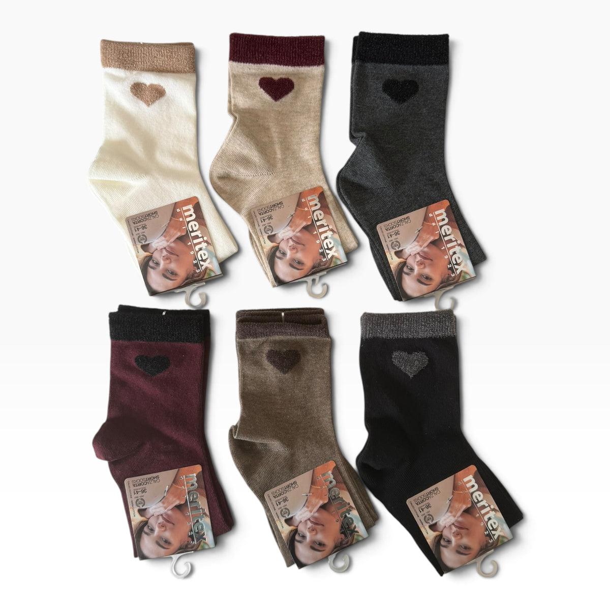 Calza Corta Donna in Caldo Cotone Cuore Meritex Art.3654 LINDA