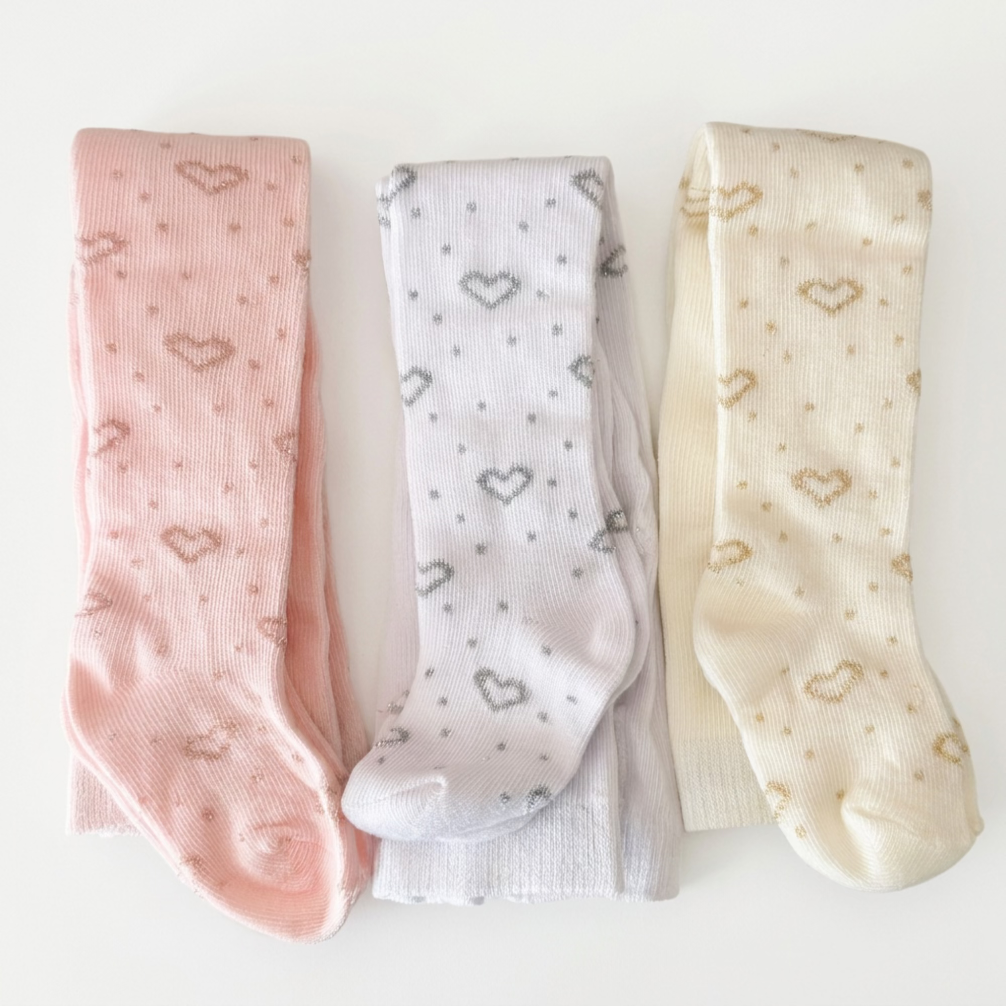 Collant Coprente Neonata in Caldo Cotone Elasticizzato Cuoricini I Batuffolini Art.B578