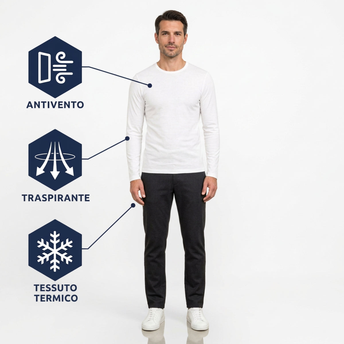 Maglia Uomo Manica Lunga Termica Girocollo Mansuè Art.LIVIGNO