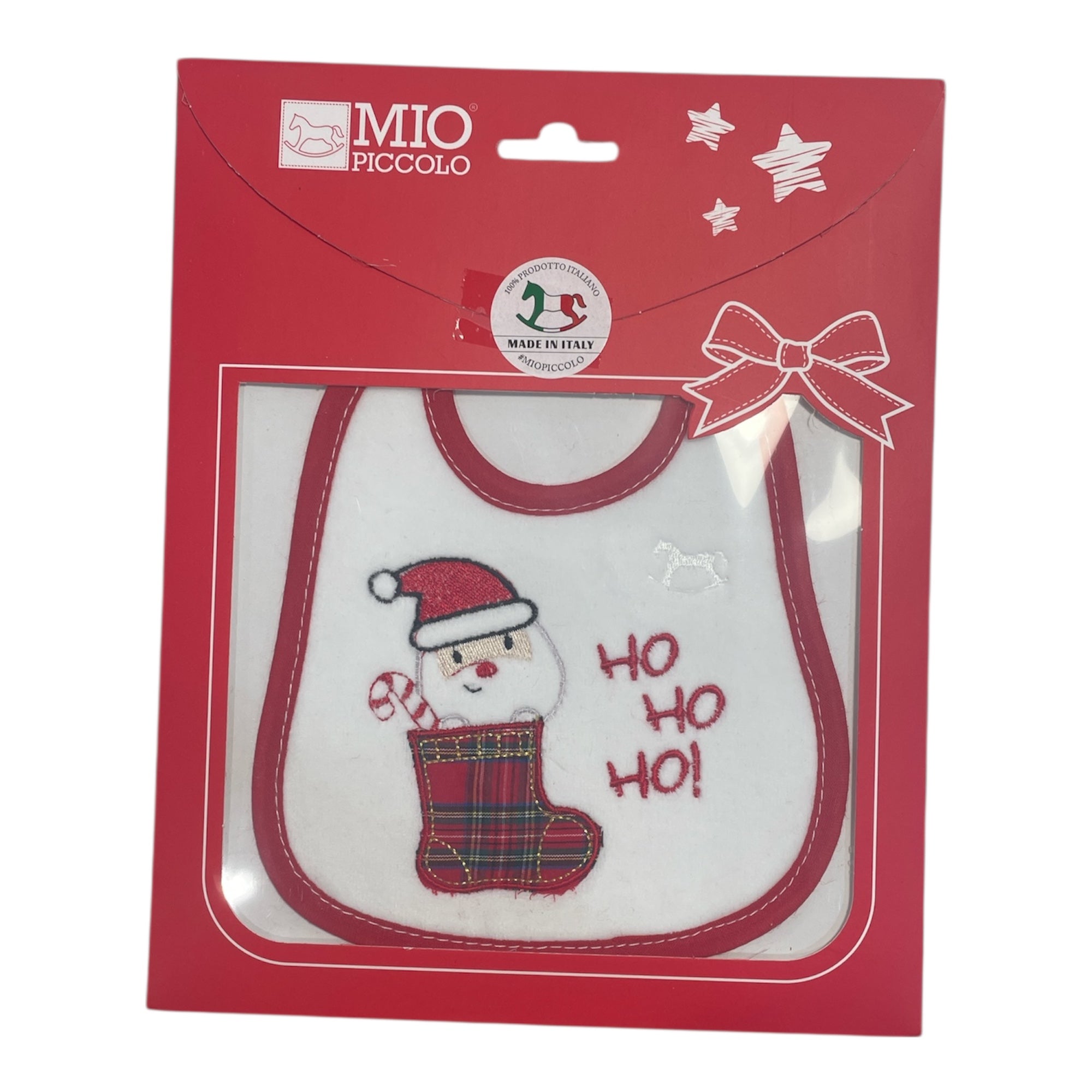 Bavetta Neonato Natalizia Ricamato in Ciniglia Mio Piccolo Art.185 - Boutique dell'Intimo e del Neonato