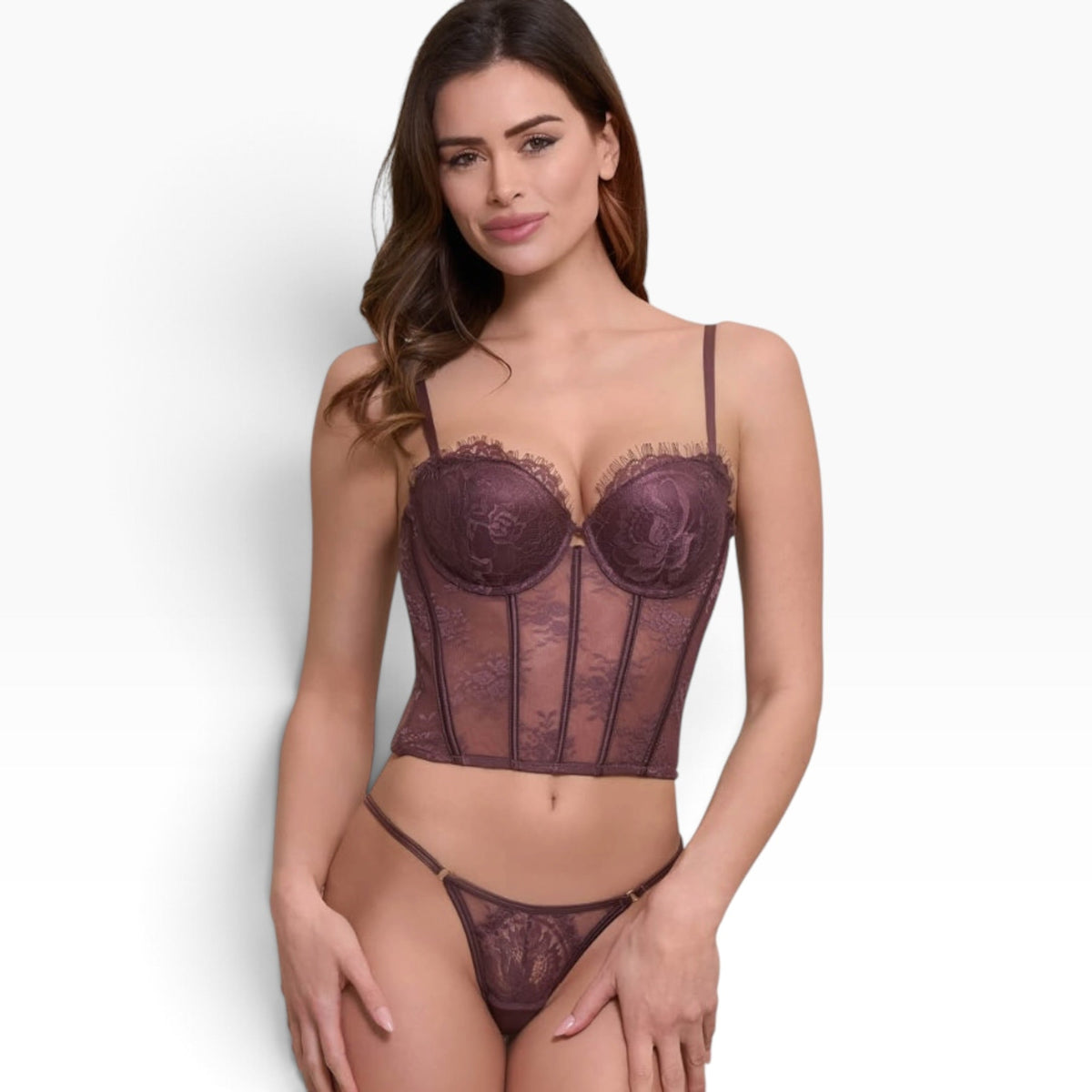 Bustier Pizzo Secret Noir + Tanga Love and Bra Art.112699 - Boutique dell'Intimo e del Neonato