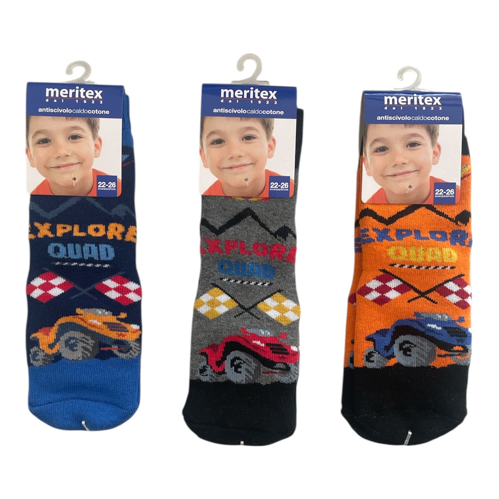 Calza Bimbo Antiscivolo in Caldo Cotone Meritex Art.4361 QUAD - Boutique dell'Intimo e del Neonato