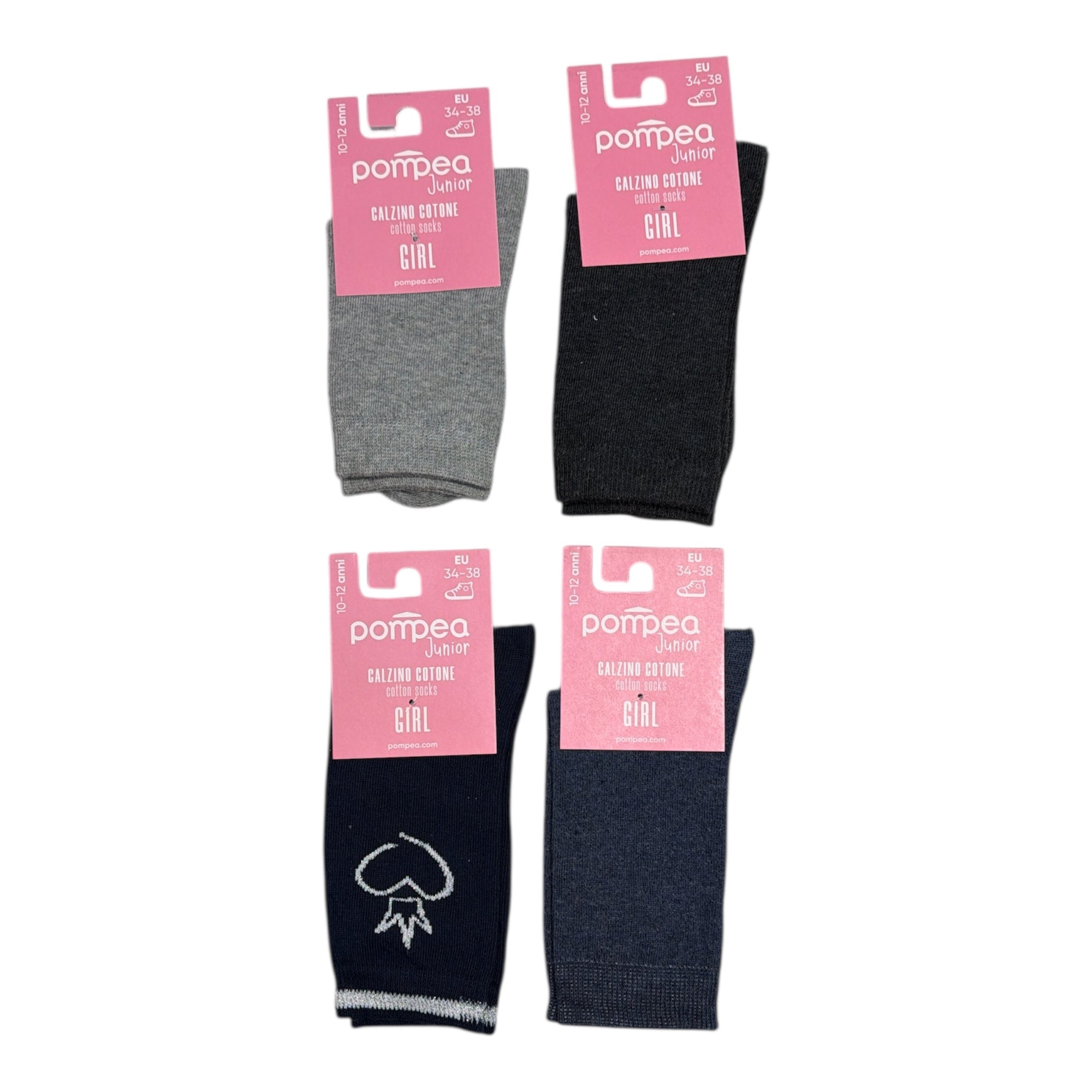 Calza Corta Bimba in Cotone Assortito Pompea Art.ARIEL 90771521 - Boutique dell'Intimo e del Neonato