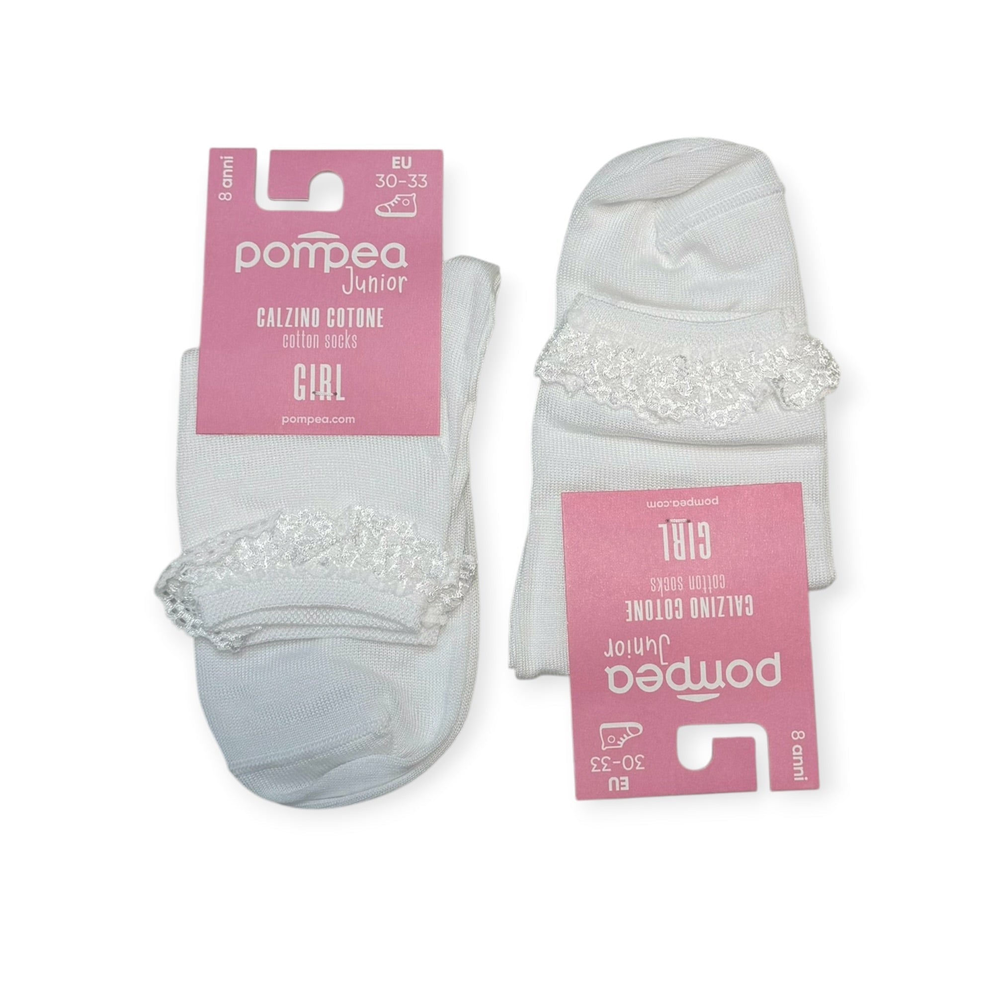 Calza Corta Bimba in Cotone con Bordino in Pizzo Jadea Art.PASQUA - Boutique dell'Intimo e del Neonato