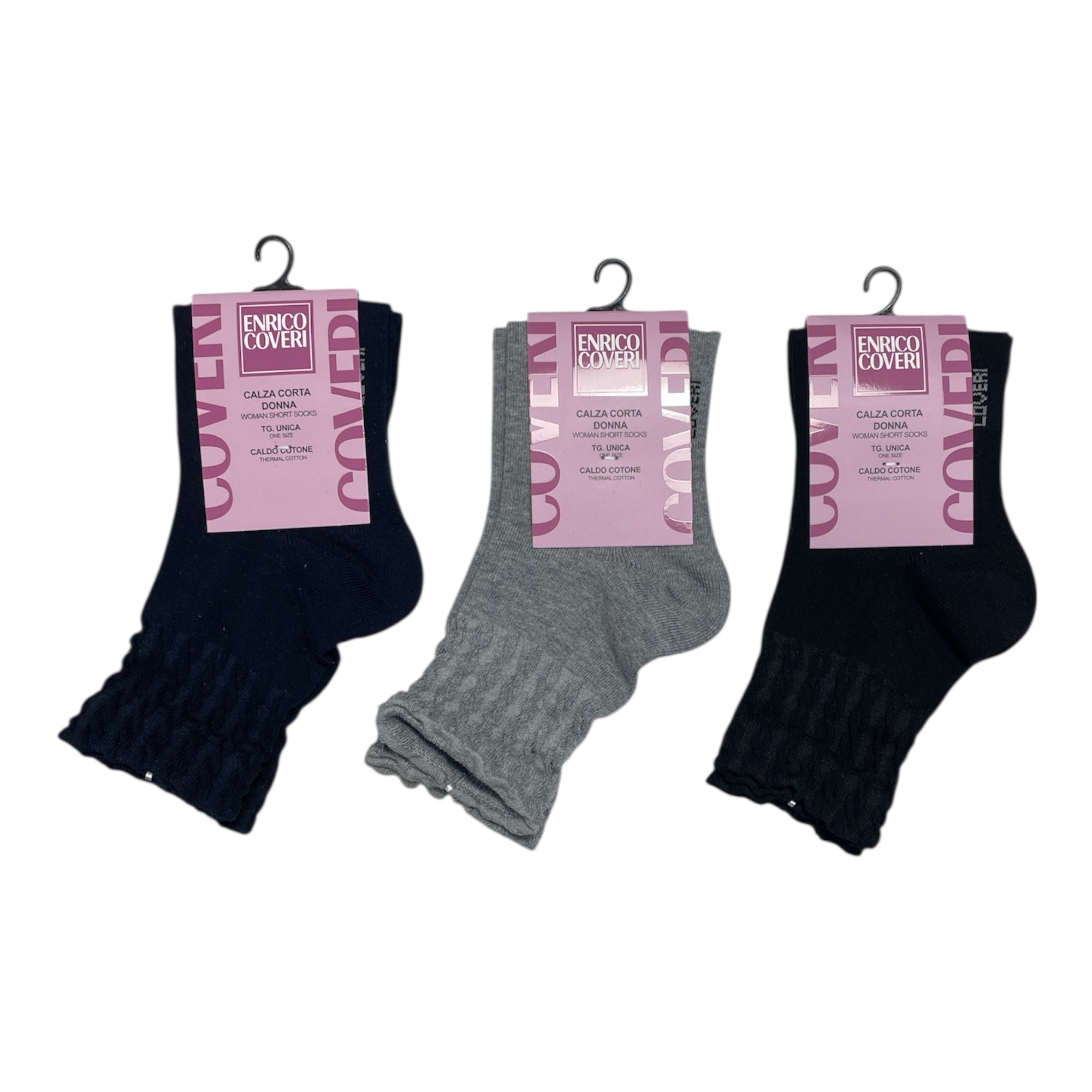 Calza Corta Donna in Caldo Cotone Fantasia Enrico Coveri Art.ELISA 343C - Boutique dell'Intimo e del Neonato