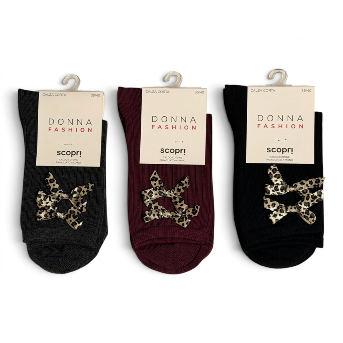 Calza Corta Donna in Caldo Cotone Fiocco Leopardato Scopri Art.CHANEL - Boutique dell'Intimo e del Neonato