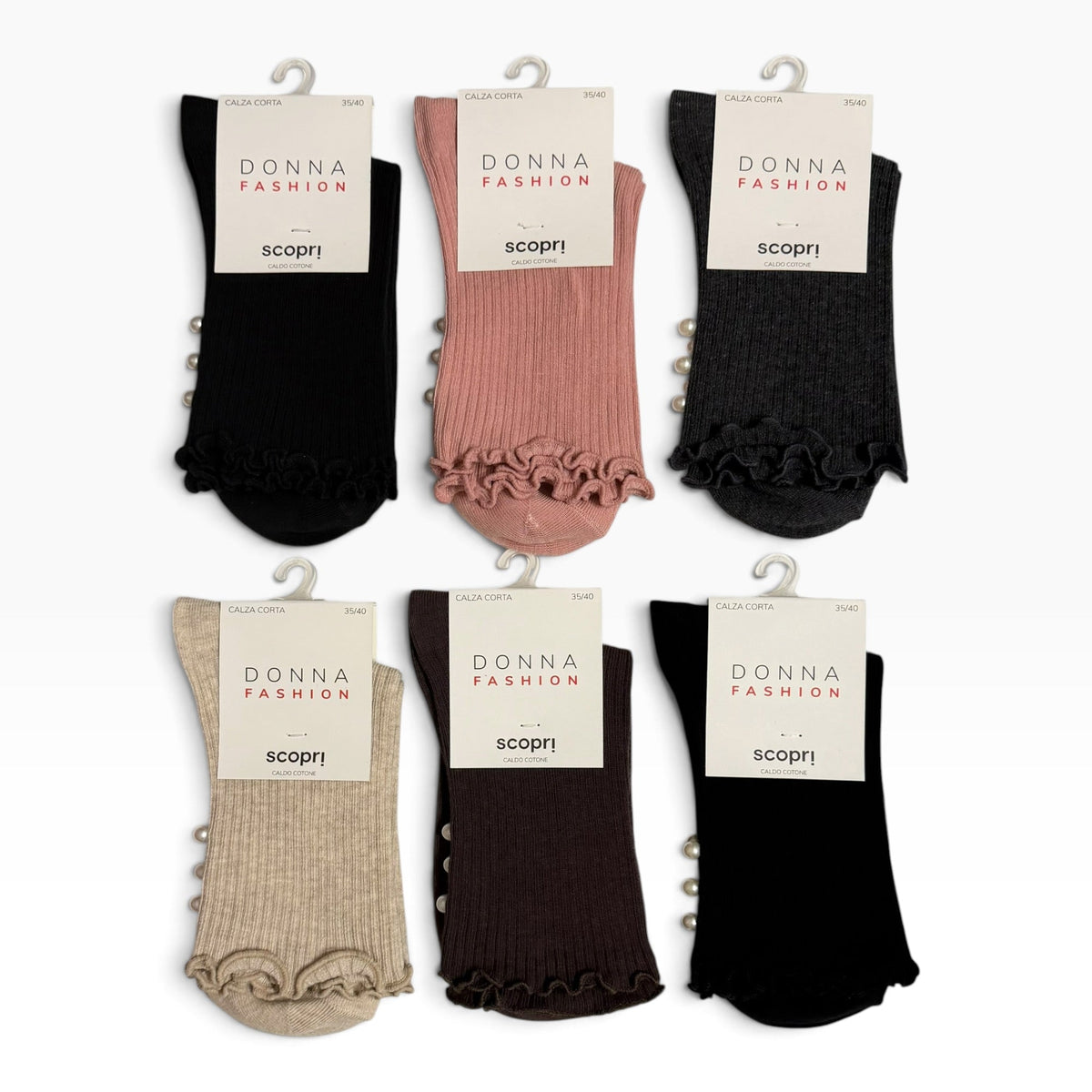 Calza Corta Donna in Caldo Cotone Riccetto e Perle Scopri Art.VANITY - Boutique dell'Intimo e del Neonato