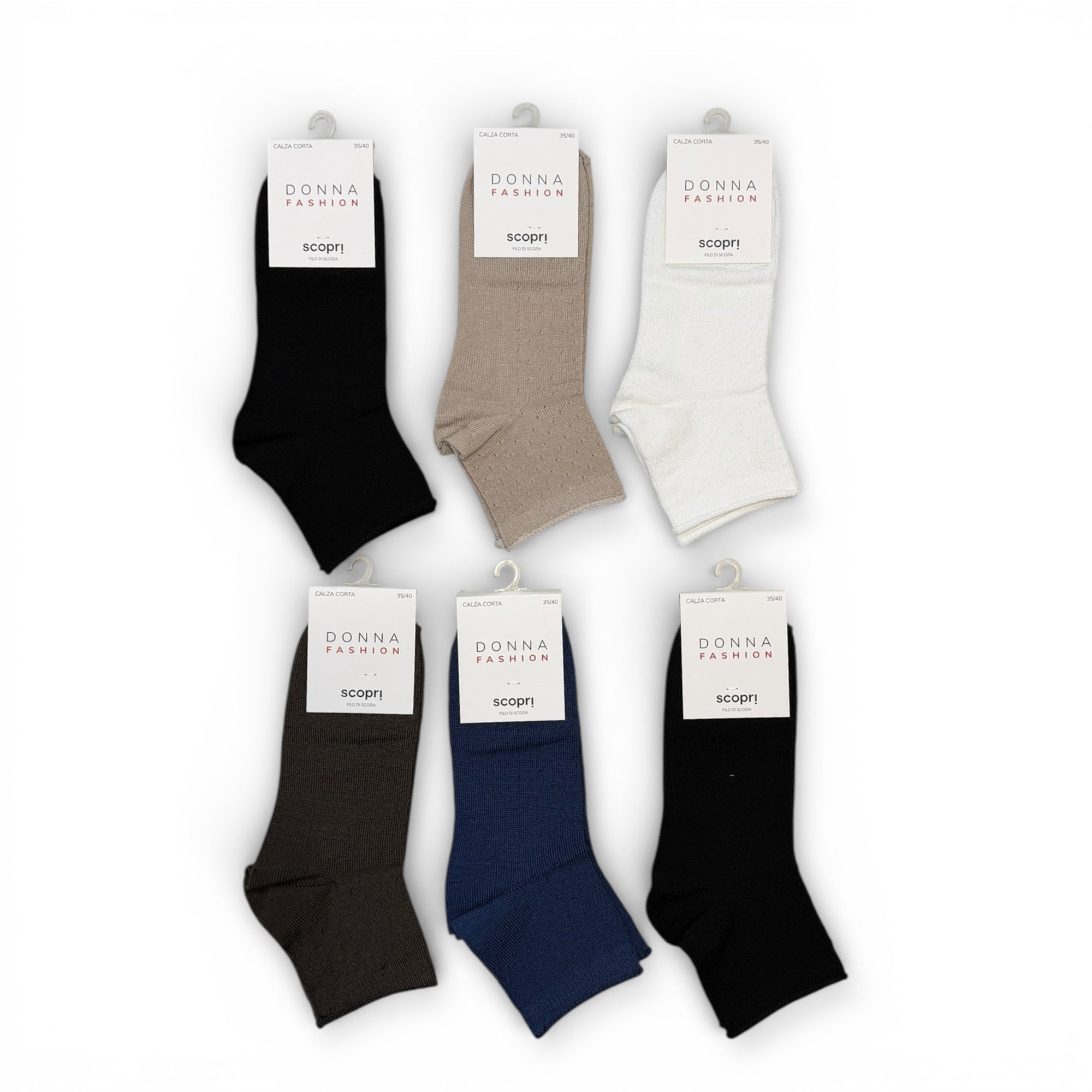 Calza Corta Donna in Filo di Scozia Fantasia Scopri Art.SMERALDO - Boutique dell'Intimo e del Neonato