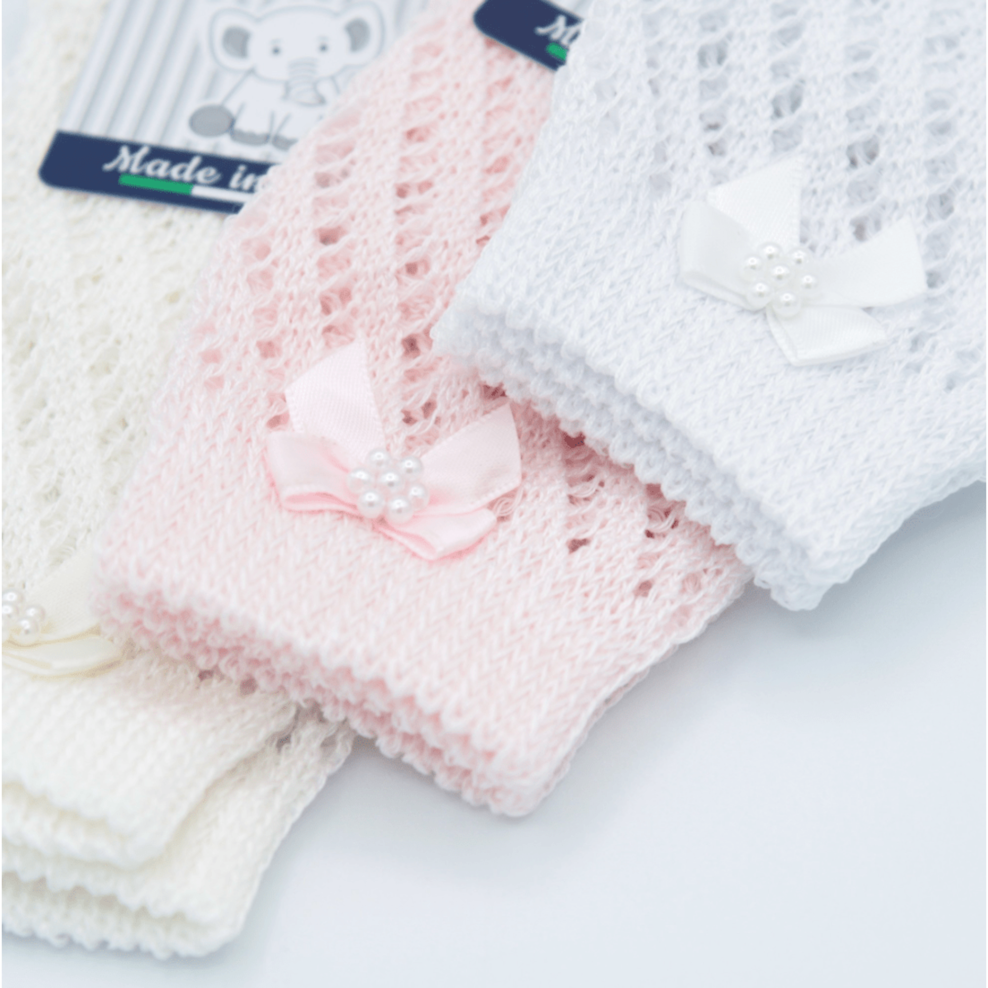 CALZA LUNGA TRAFORATO NEONATO CON FIOCCO MAFER ART.BFL8645 - BOUTIQUE INTIMO E NEONATO