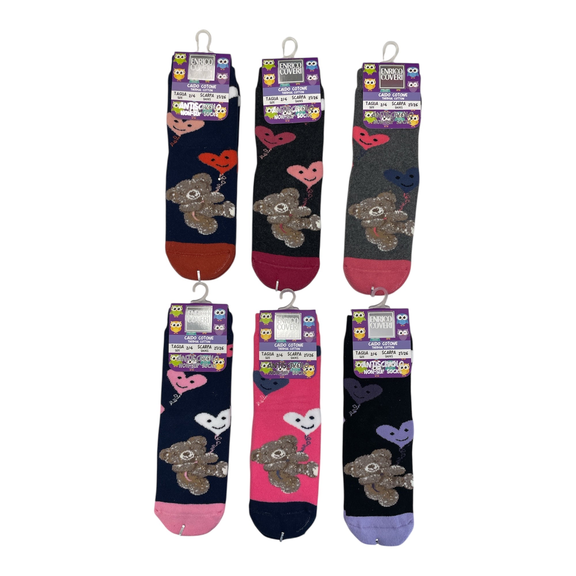Calze Antiscivolo Bimba in Caldo Cotone Fantasia Enrico Coveri Art.PATIN 207 - Boutique dell'Intimo e del Neonato