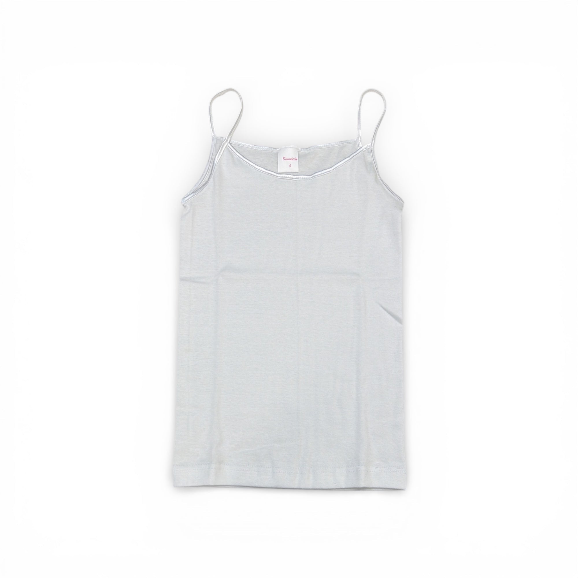 Canotta Bimba in Cotone Bordo Raso Spalla Stretta Kikkaeciccio Art.E2977 - Boutique dell'Intimo e del Neonato