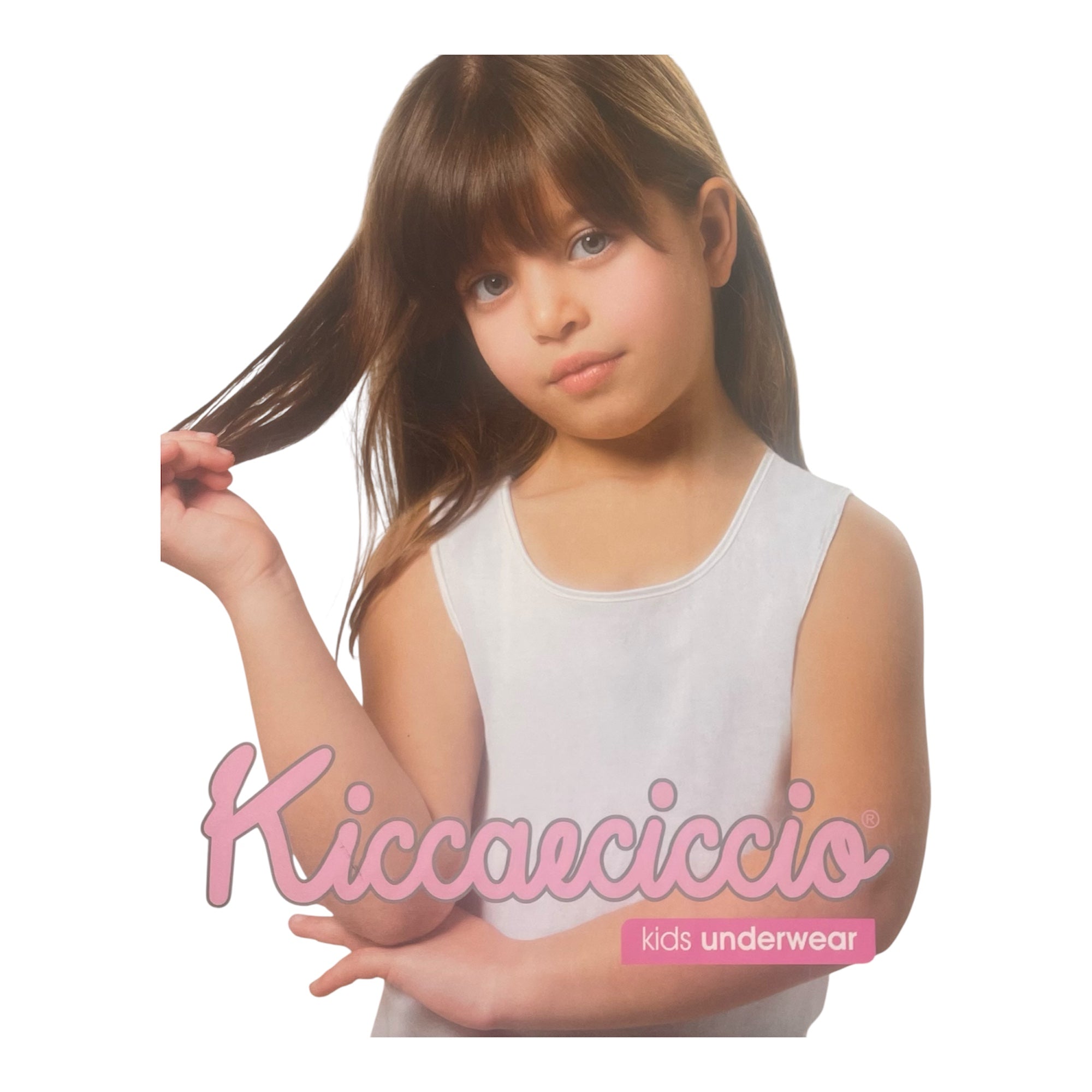 Canotta Bimba Spalla Larga in Cotone con Bordo in Raso Kiccaeciccio Art.E0922 - Boutique dell'Intimo e del Neonato