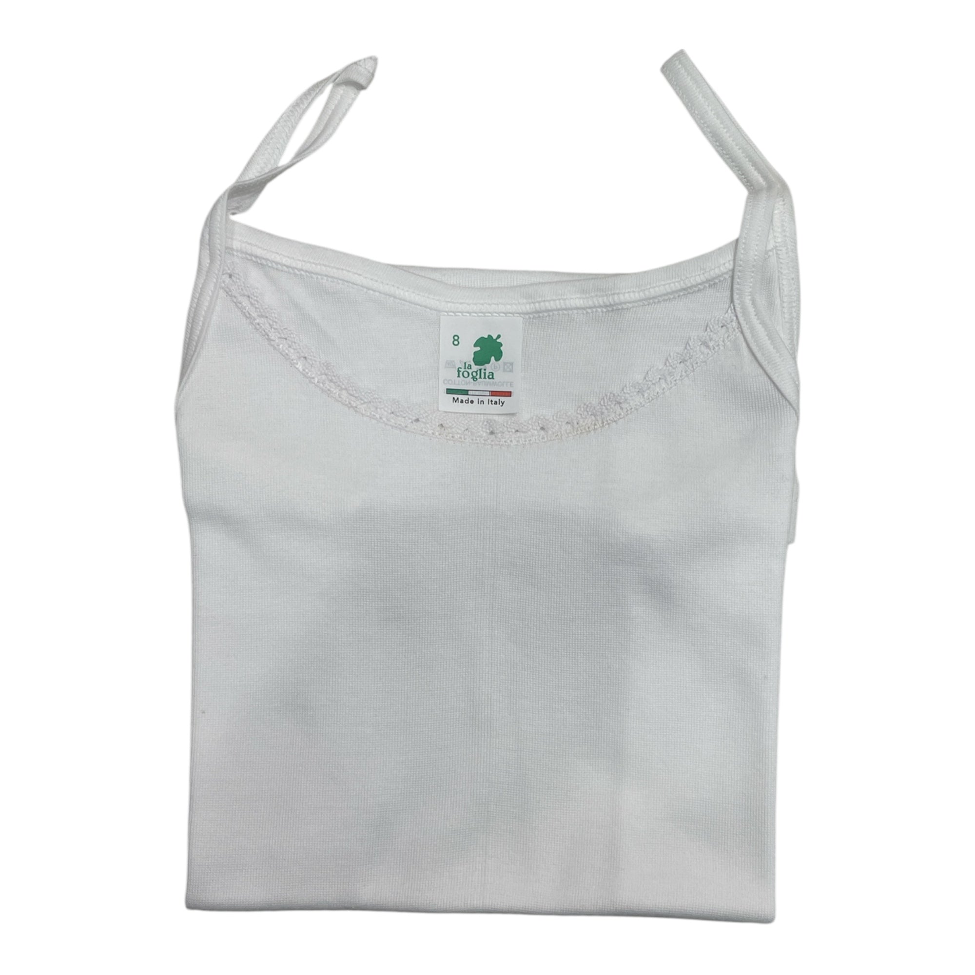 Canotta Bimba Spalla Stretta in Cotone 100% con Bordino in Raso La Foglia Art.F461 - Boutique dell'Intimo e del Neonato