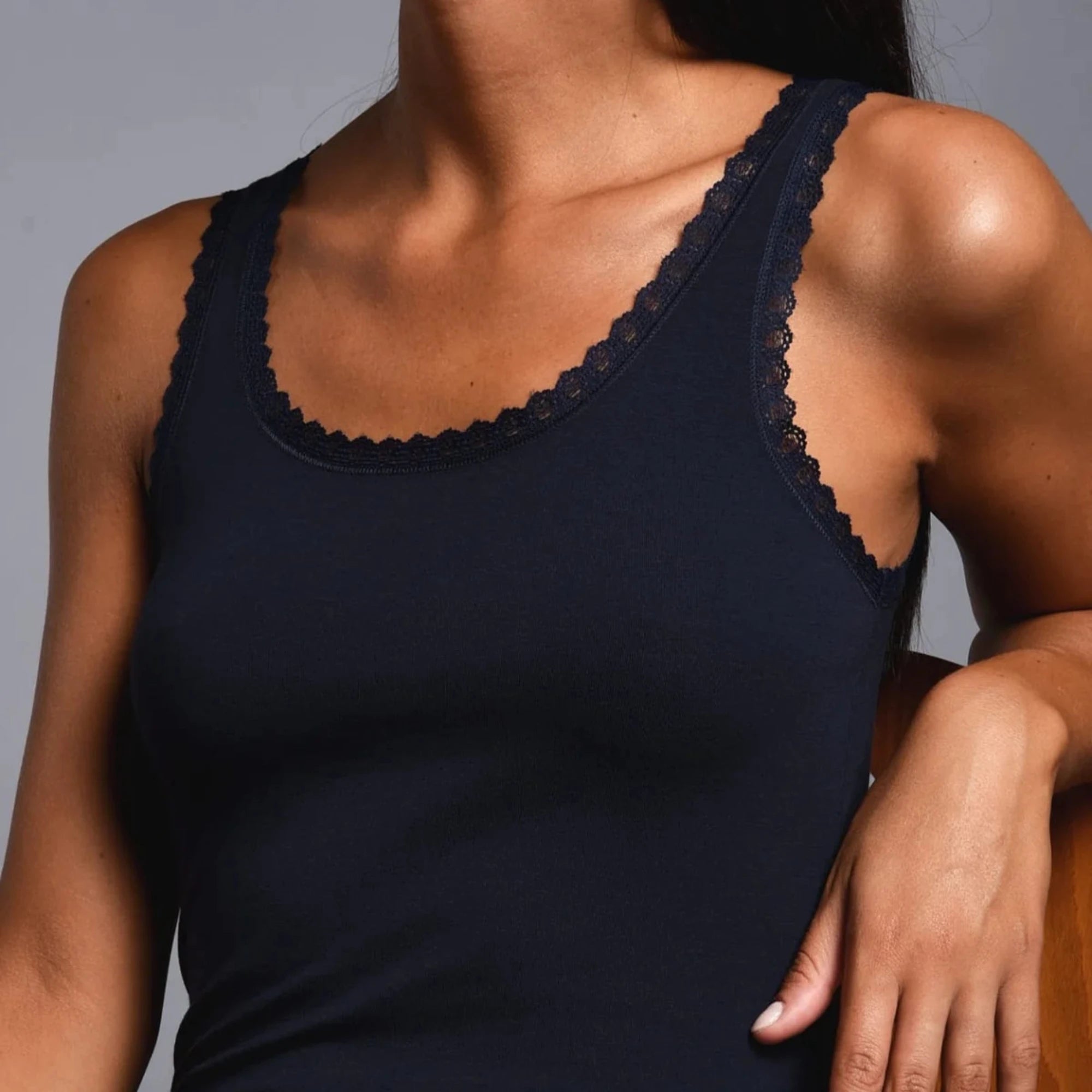 Canotta Spalla Media in Cotone Costina e Pizzo Esse Speroni Art.S5201 - Boutique dell'Intimo e del Neonato