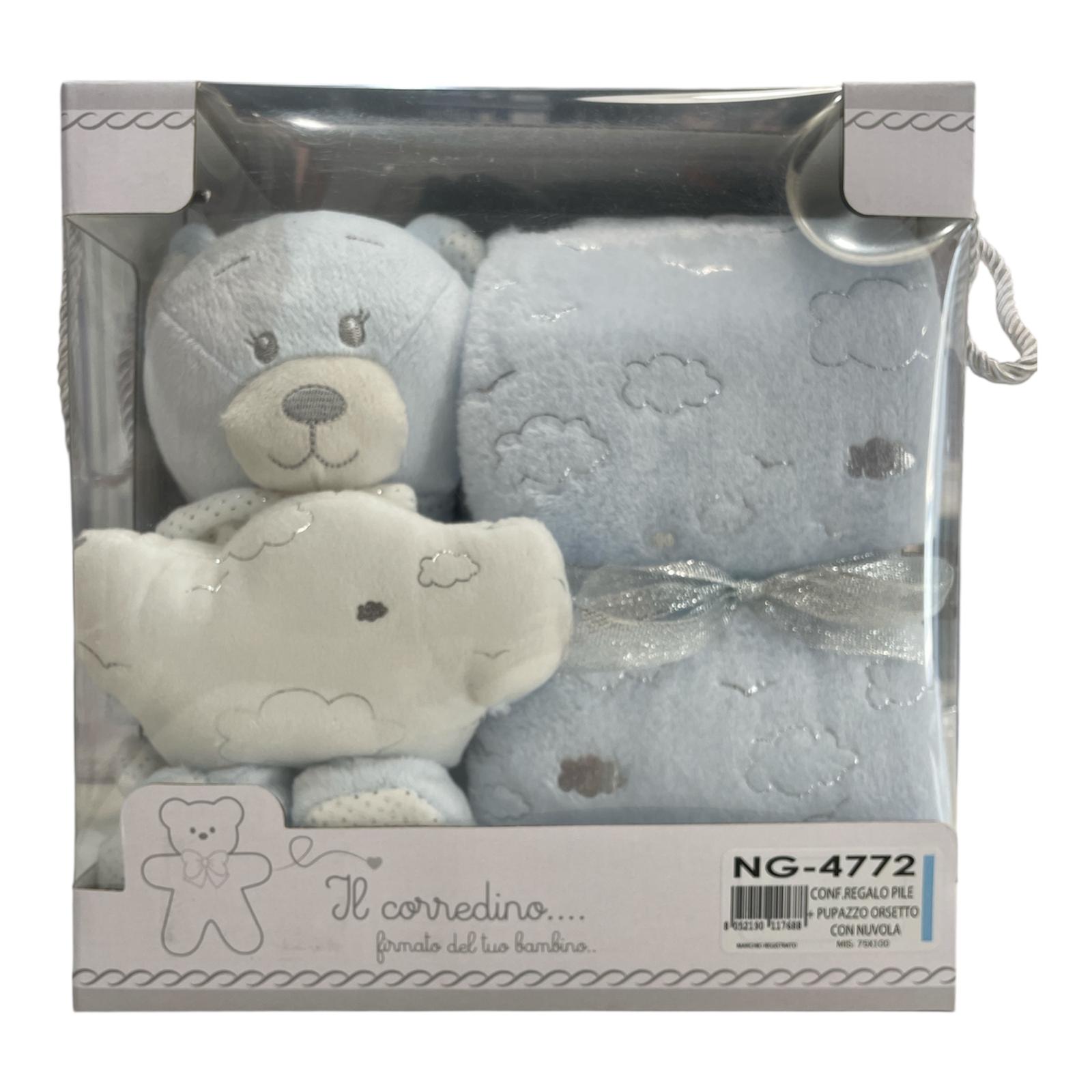 Confezione Regalo Neonata Pile e Pupazzo Orsetto con Nuvola Nazareno Gabrielli Art.NG4772 - Boutique dell'Intimo e del Neonato