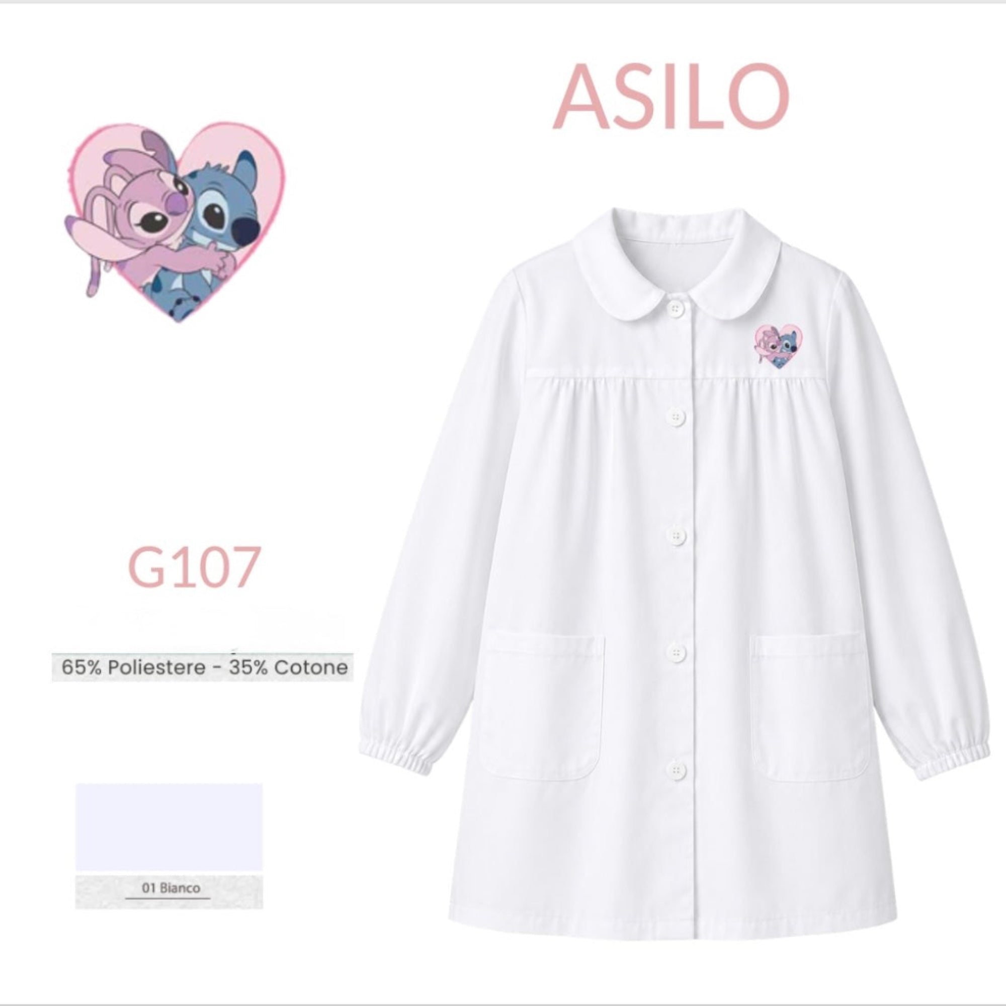 Grembiule Bimba Asilo con Bottoni Disney STITCH Art.G107B A26 - Boutique dell'Intimo e del Neonato