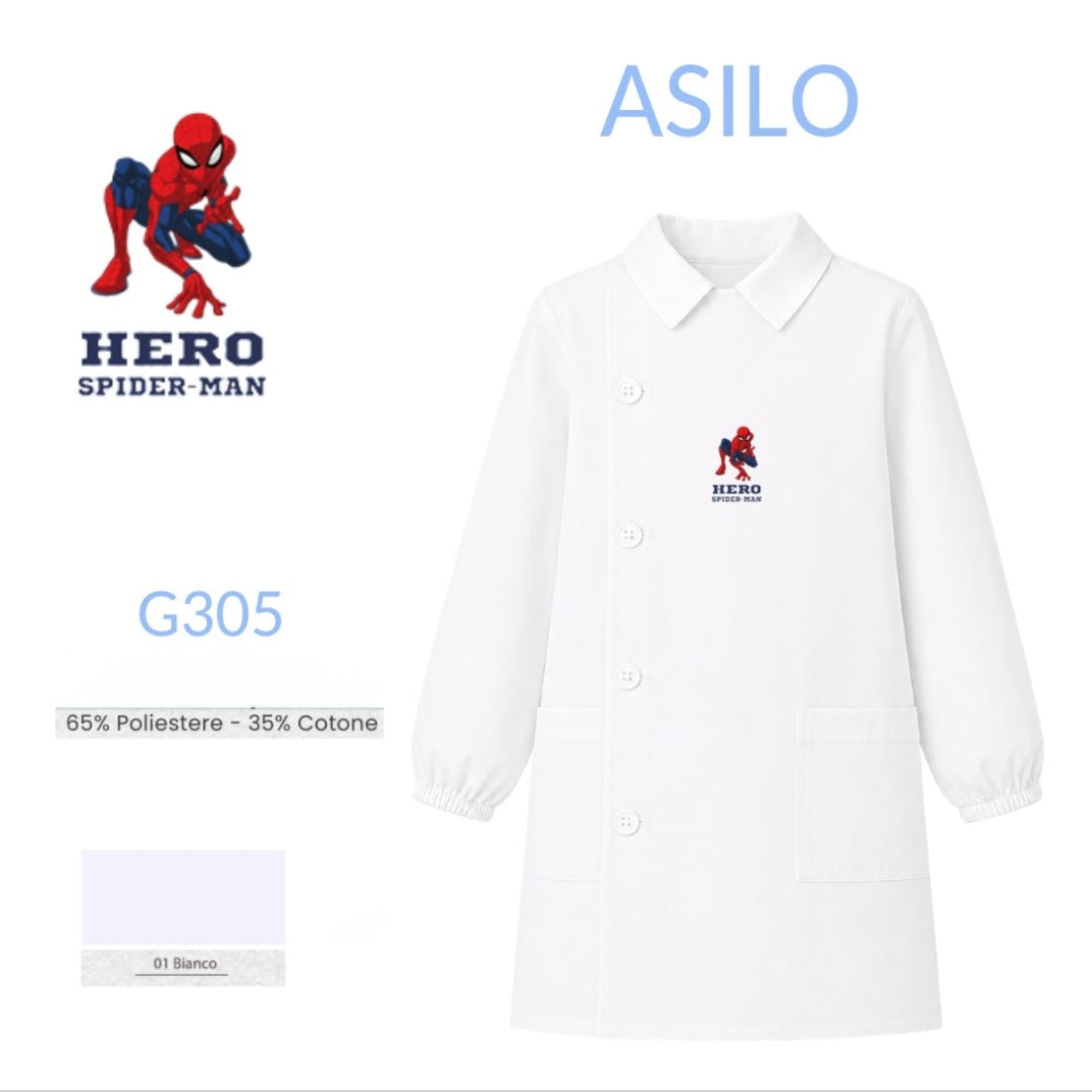 Grembiule Bimbo Asilo con Bottoni Marvel SPIDERMAN Art.G304B A26 - Boutique dell'Intimo e del Neonato