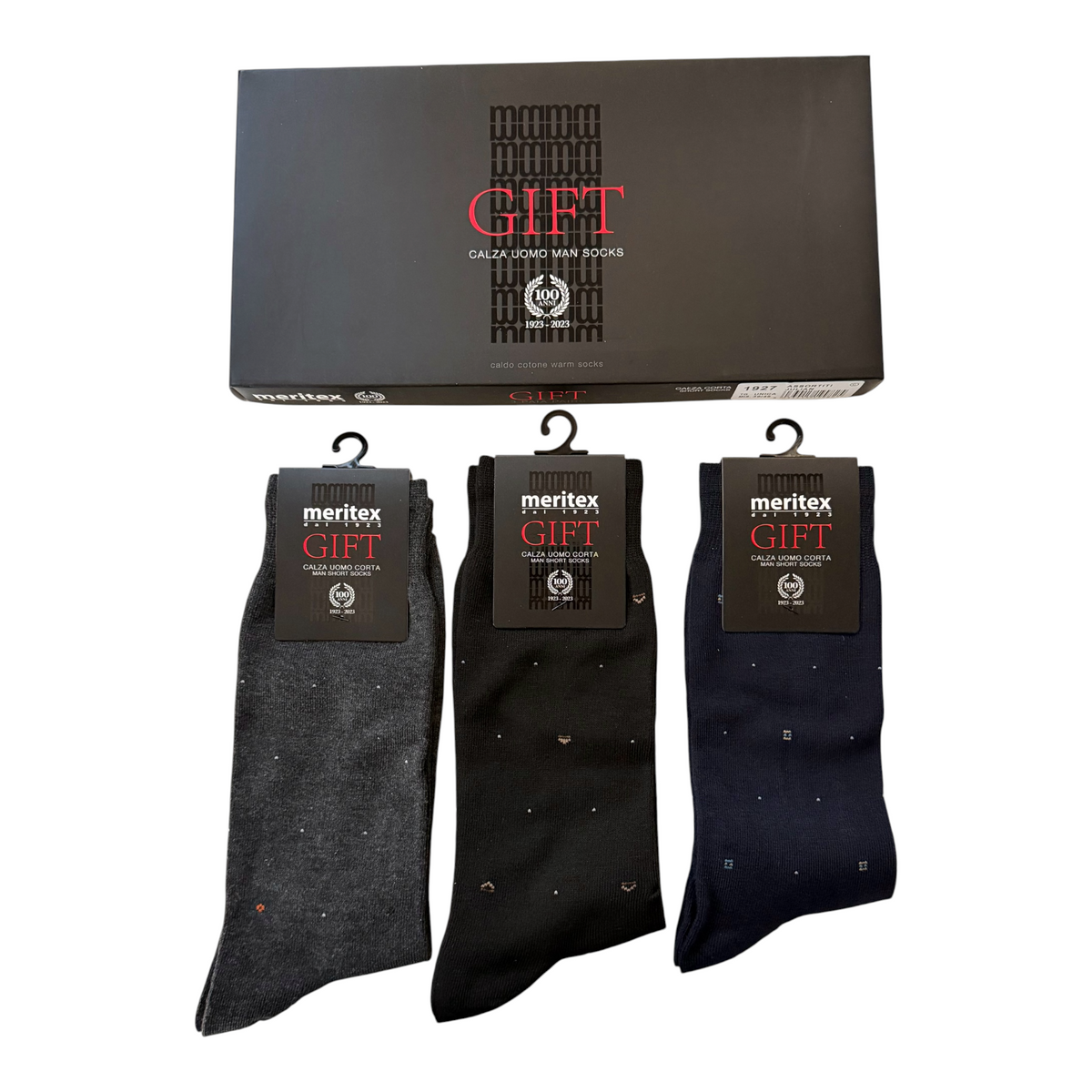 Tri-Pack Gift Calza Corta Uomo in Caldo Cotone Assortito Meritex Art.1927 JULIAN