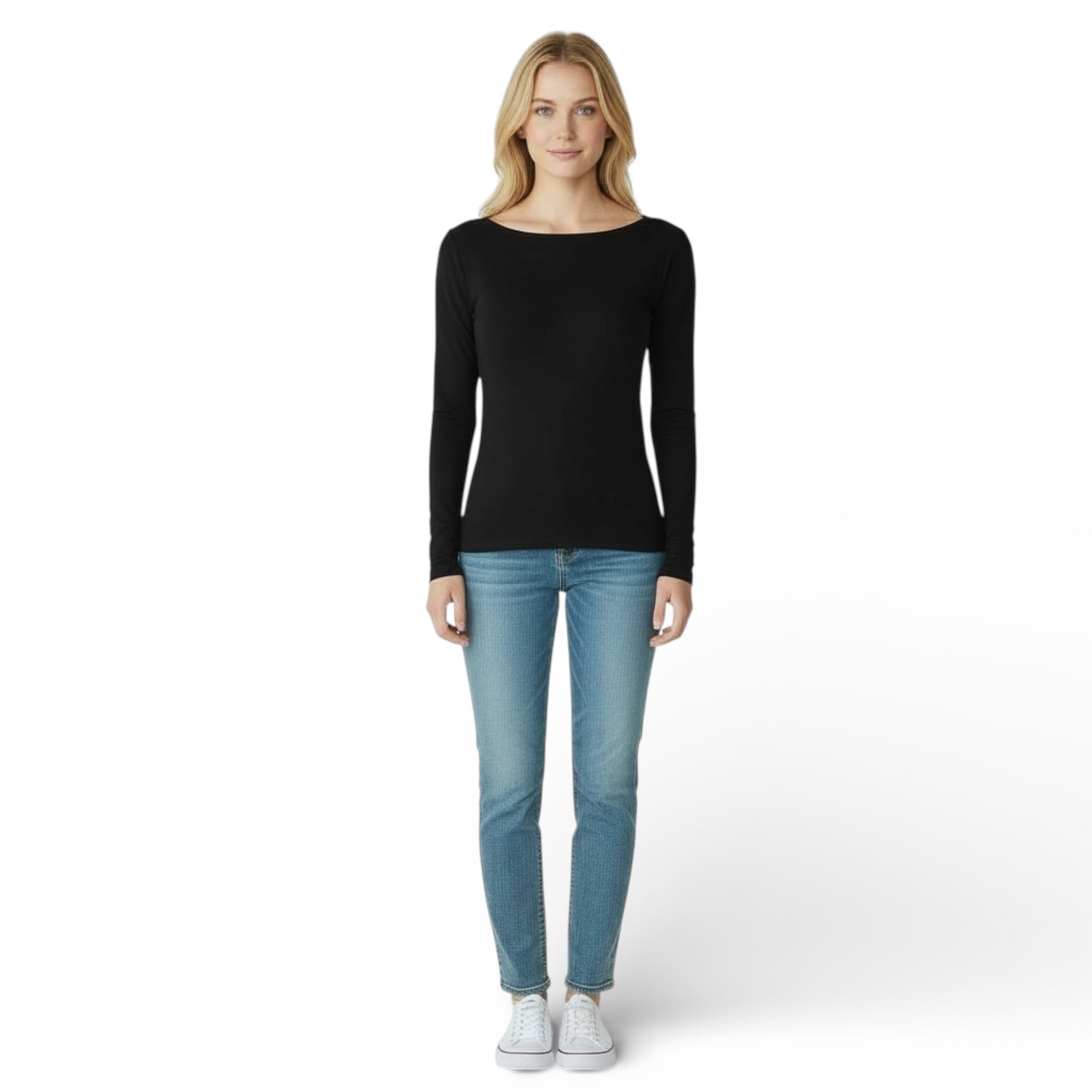 Maglia Donna Manica Lunga Scollo Barca Cotone Modal e Cashemere Esse Art.6416 - Boutique dell'Intimo e del Neonato