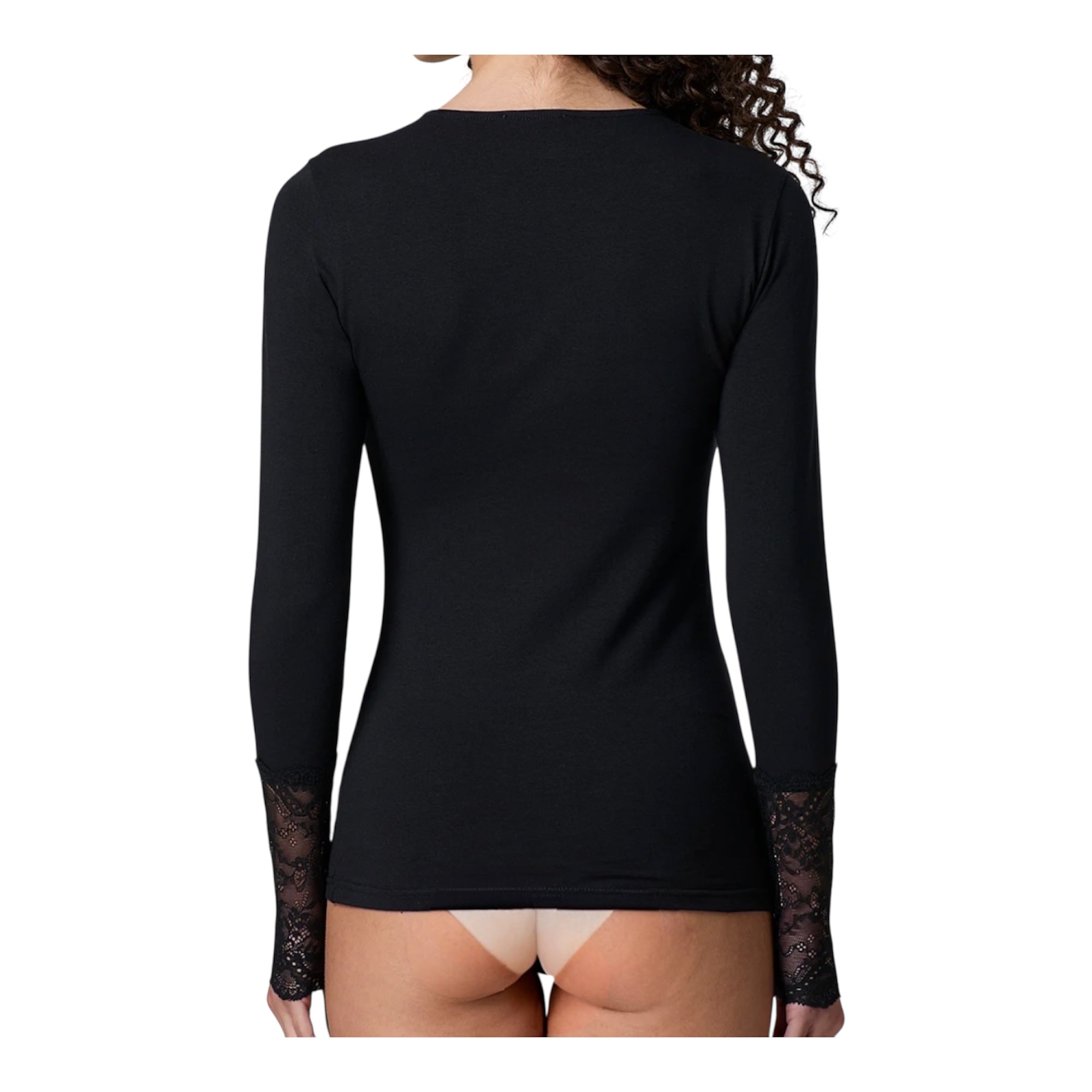 Maglia Donna Manica Lunga Sottogiacca in Cotone Modal e Pizzo Jadea Art.4871 - Boutique dell'Intimo e del Neonato