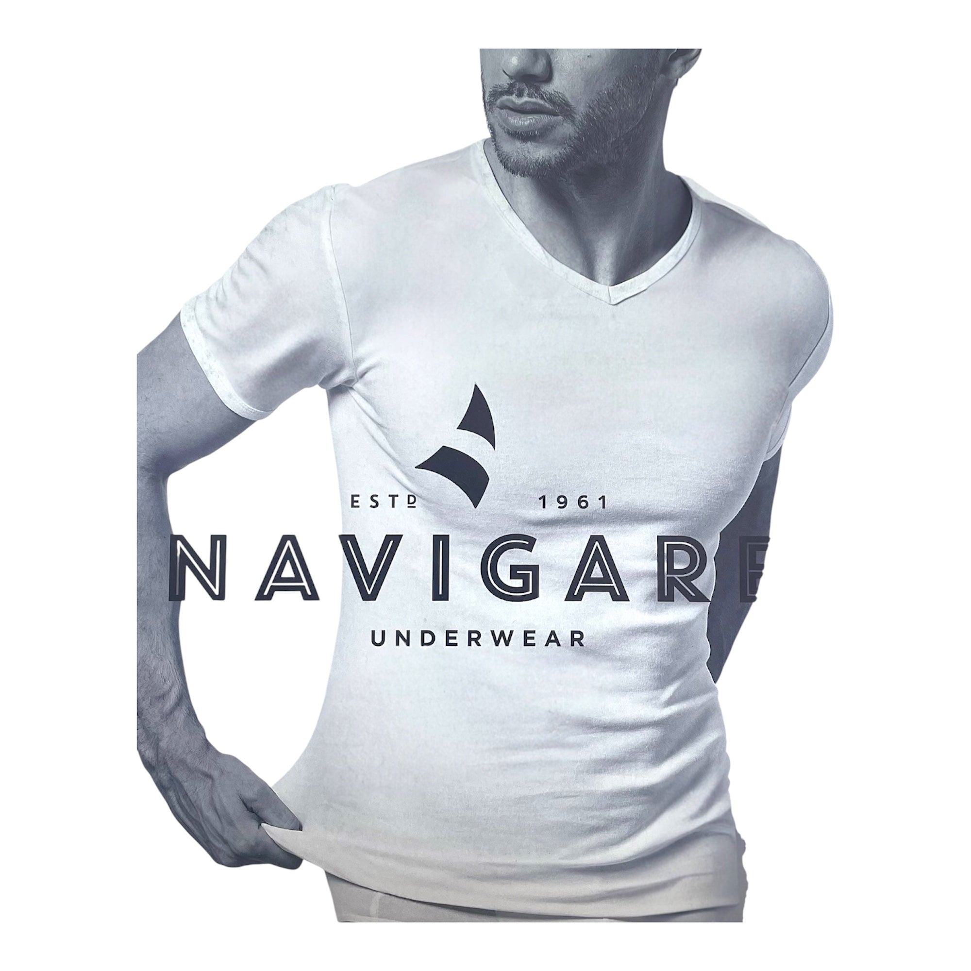 Mezza Manica Uomo in Cotone Interlock Scollo V Navigare Art.B2Y112 - Boutique dell'Intimo e del Neonato