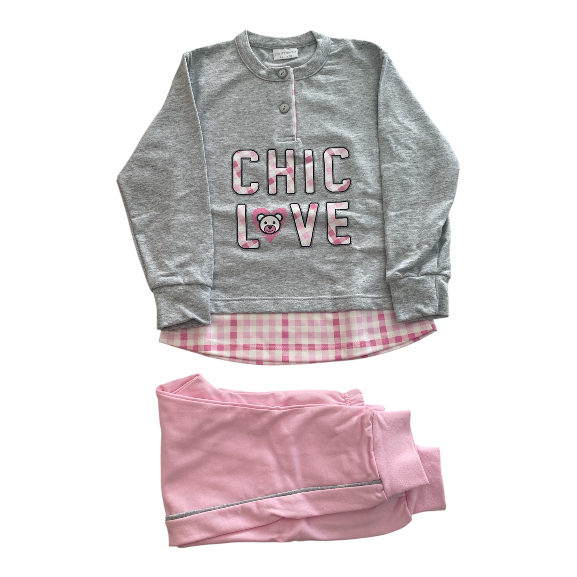 Pigiama Bimba Lungo Cotone Felpato Serafino Primero Art.I14306 - Boutique dell'Intimo e del Neonato