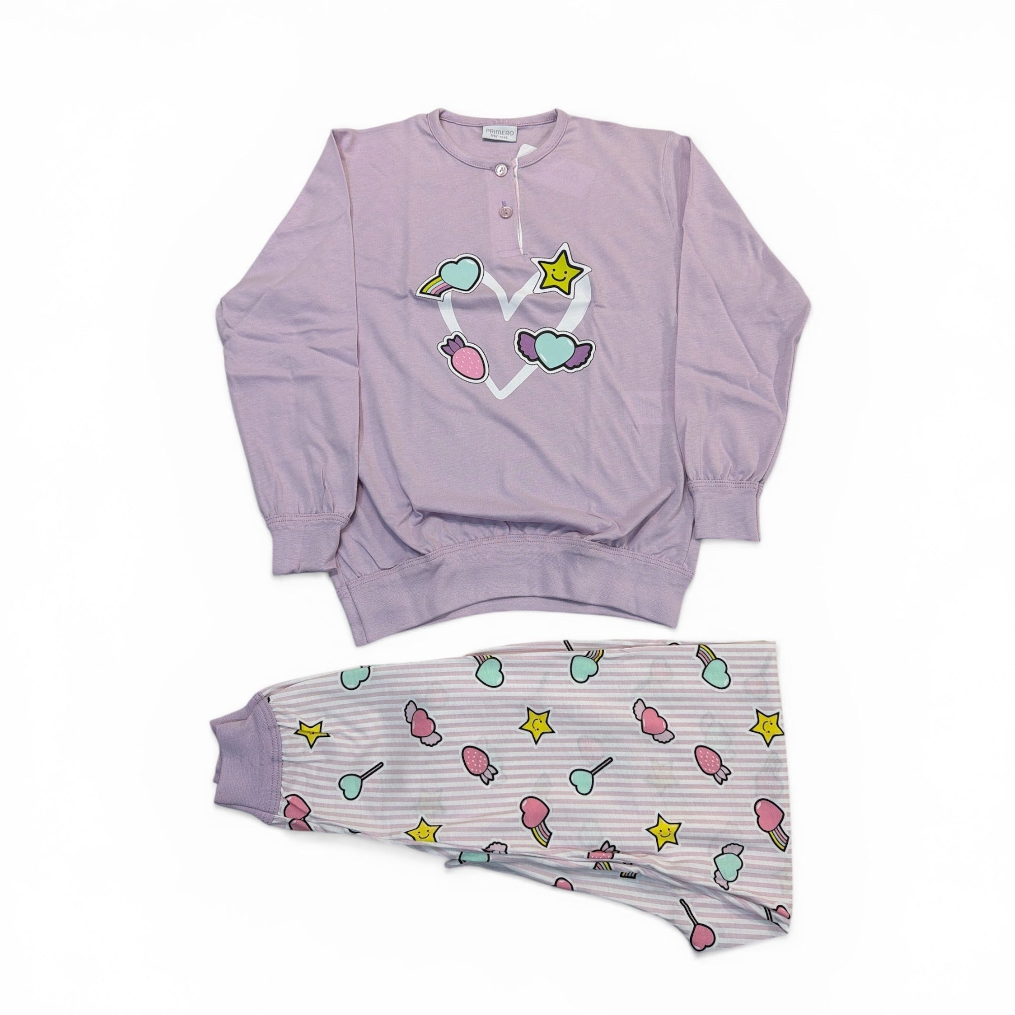 Pigiama Bimba Lungo in Cotone Jersey Serafino Primero Art.E15302 - Boutique dell'Intimo e del Neonato