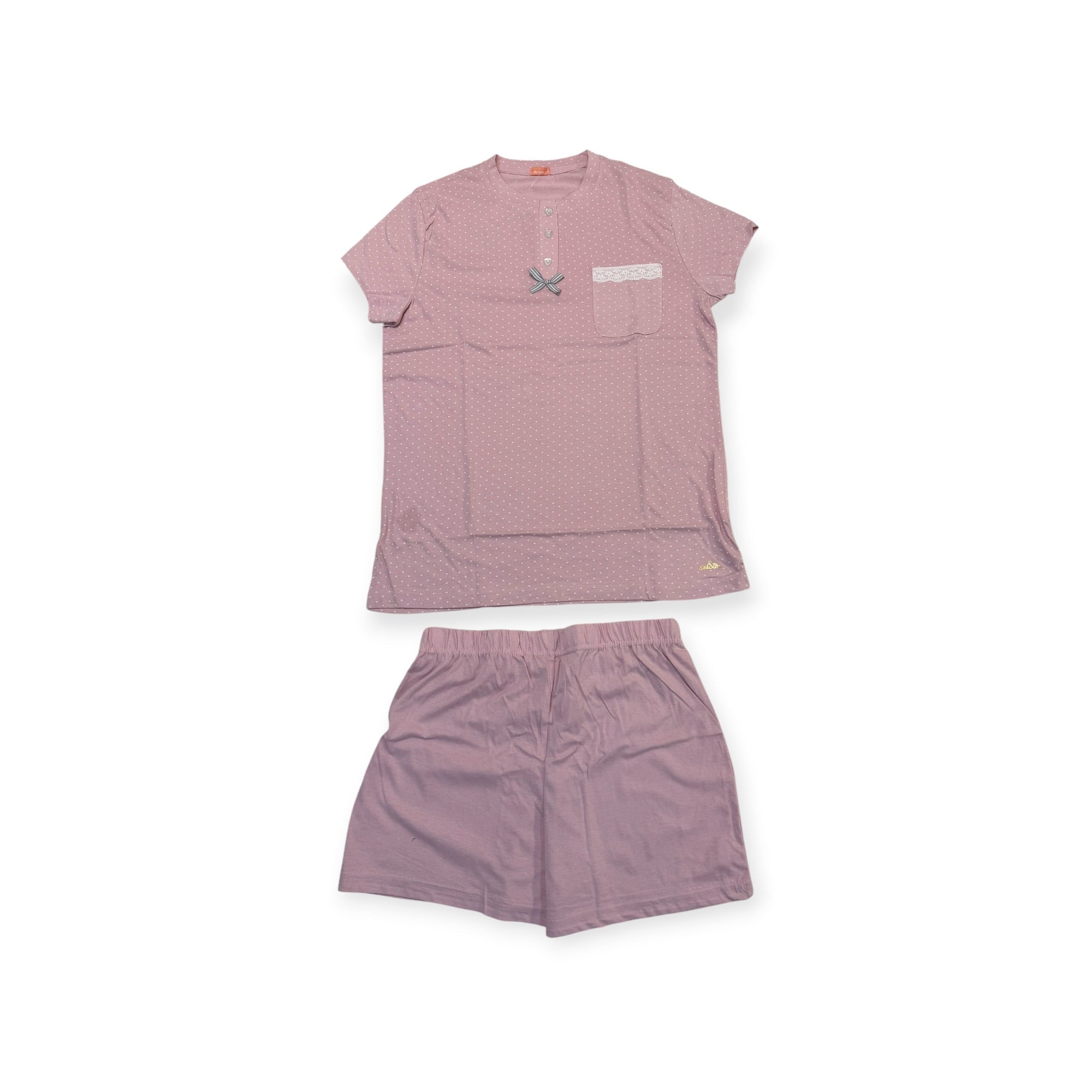 Pigiama Donna 3 Pezzi Shorts + Pantalone e Maglia Serafino in Cotone Jersey You & Me Art.YMTD04 - Boutique dell'Intimo e del Neonato