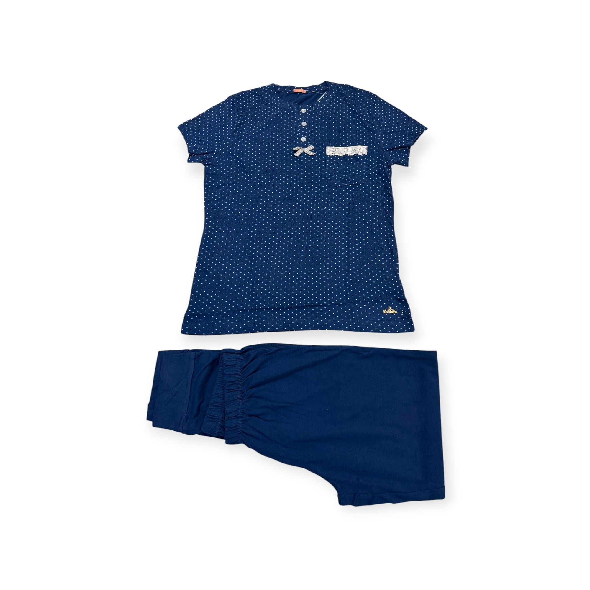 Pigiama Donna 3 Pezzi Shorts + Pantalone e Maglia Serafino in Cotone Jersey You & Me Art.YMTD04 - Boutique dell'Intimo e del Neonato