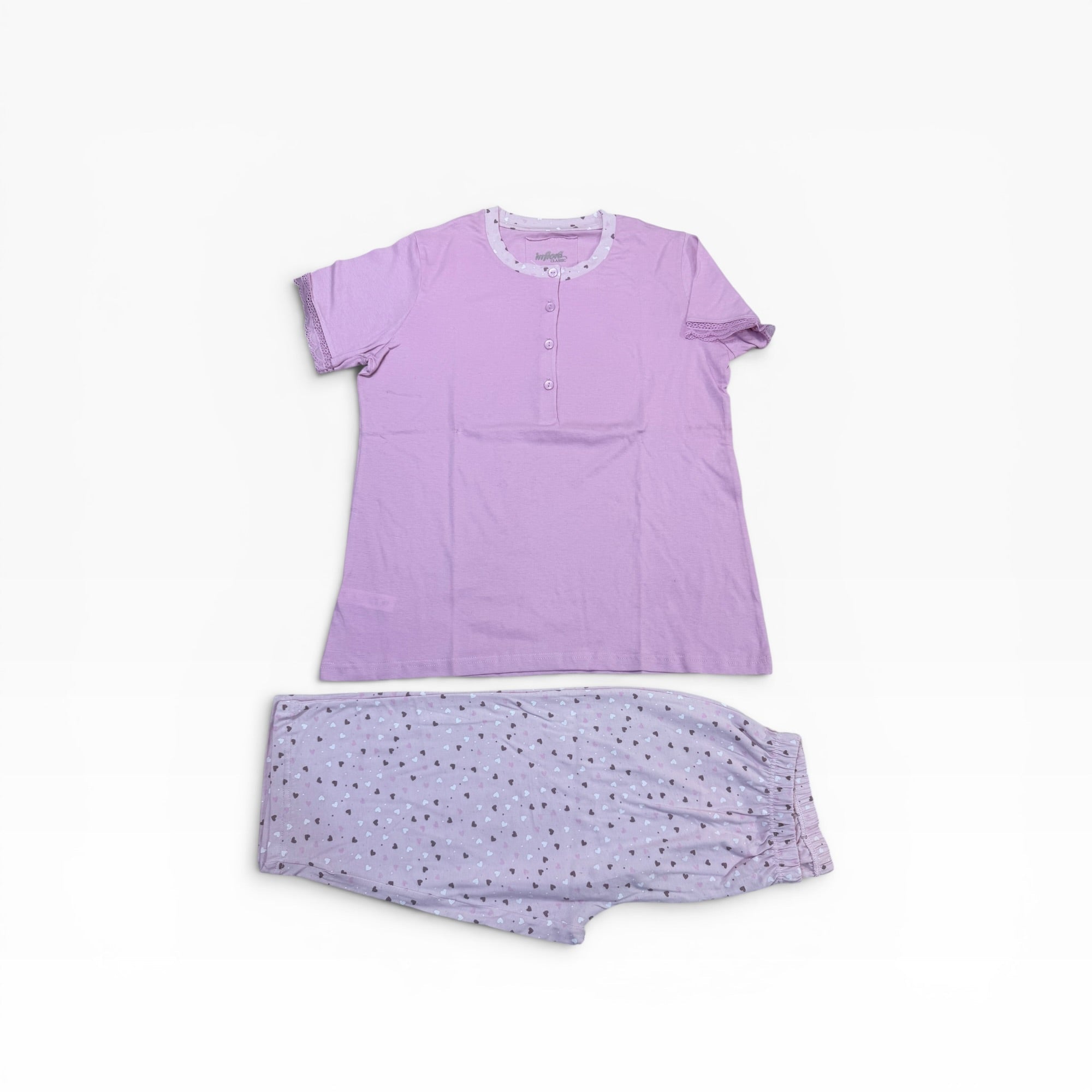 Pigiama Donna Corto T-shirt e Pinocchietto Cotone Jersey Serafino Infiore Art.LOVELY 65.4202 - Boutique dell'Intimo e del Neonato