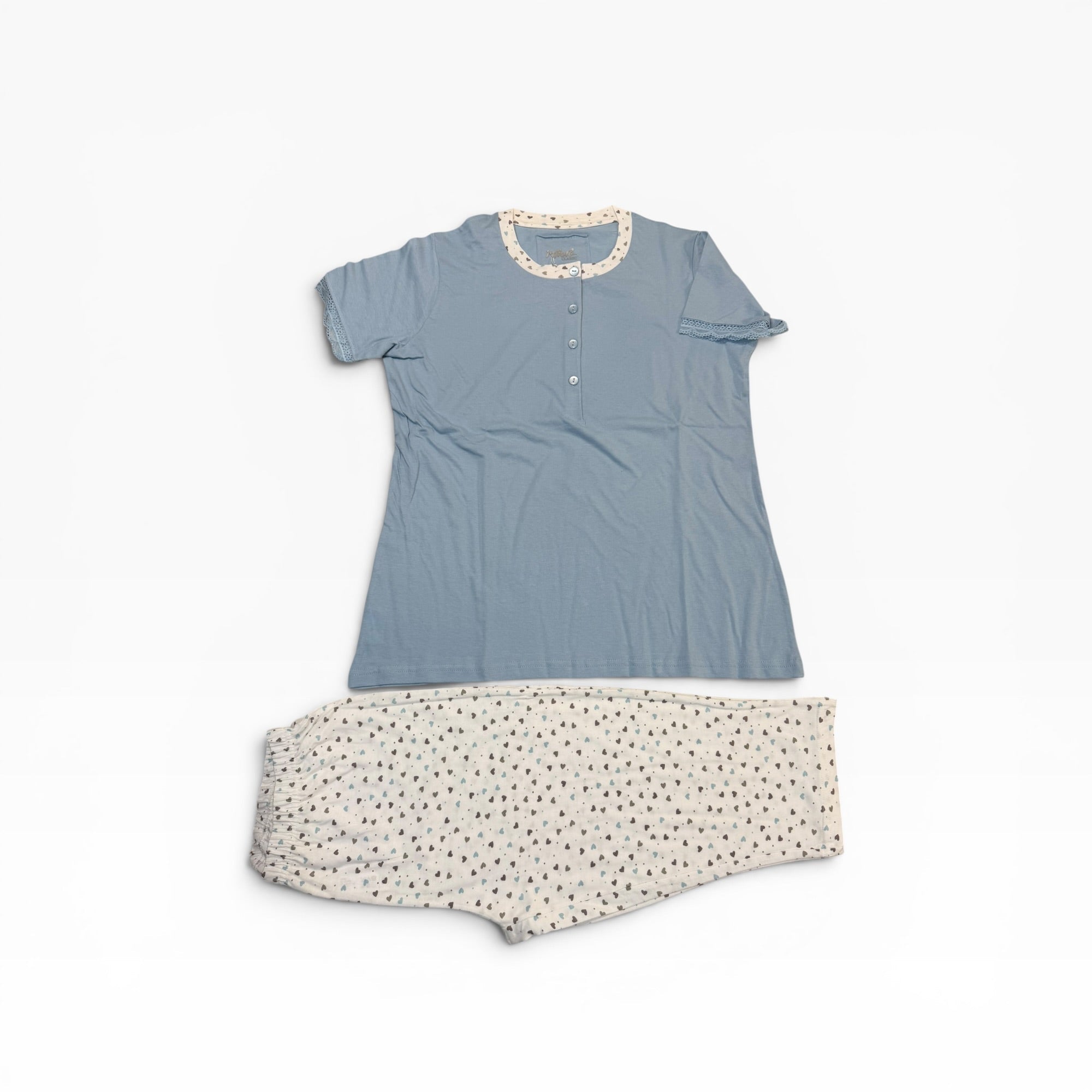 Pigiama Donna Corto T-shirt e Pinocchietto Cotone Jersey Serafino Infiore Art.LOVELY 65.4202 - Boutique dell'Intimo e del Neonato