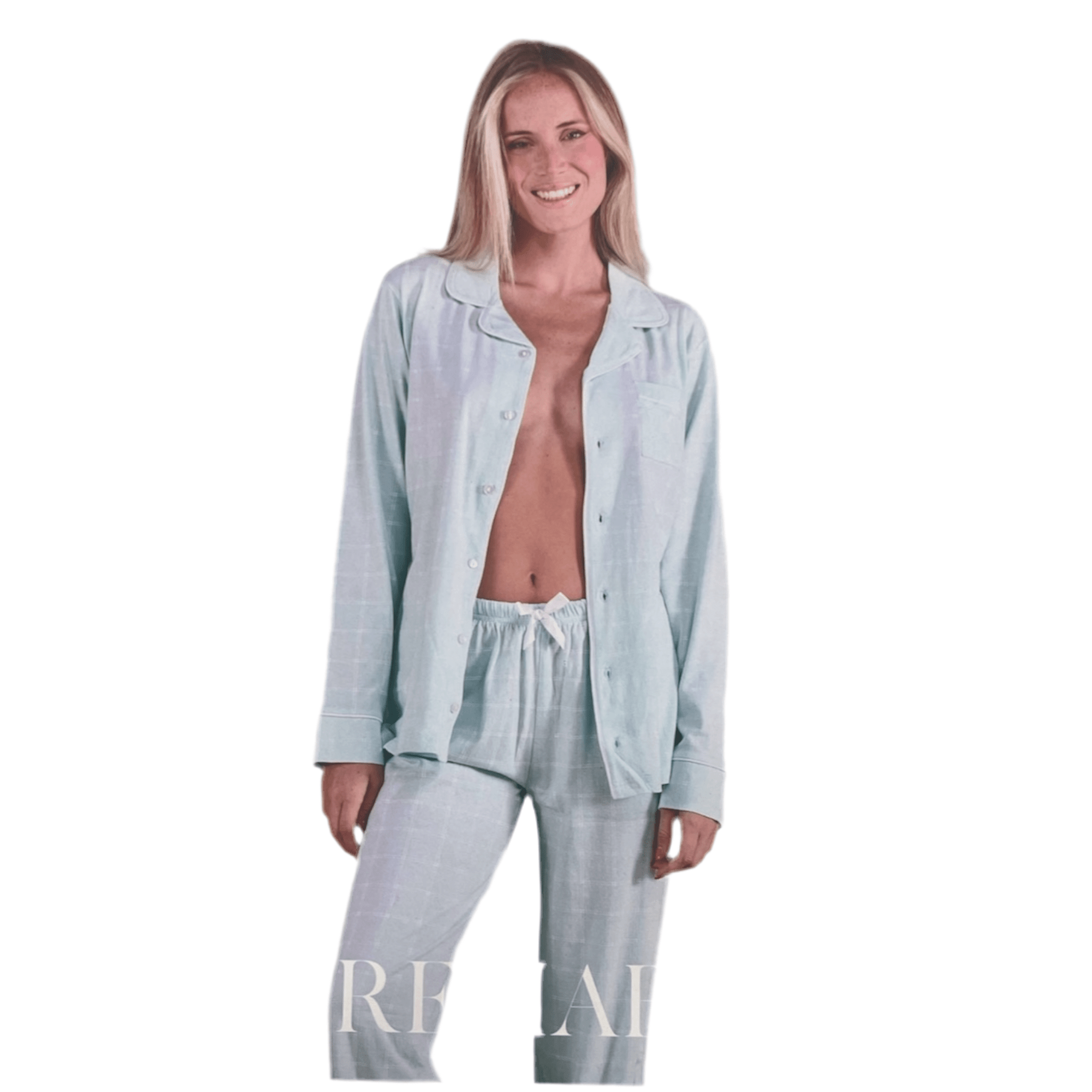 Pigiama Donna Lungo Aperto in Cotone Jersey Reliable Art.ROBERTA - Boutique dell'Intimo e del Neonato