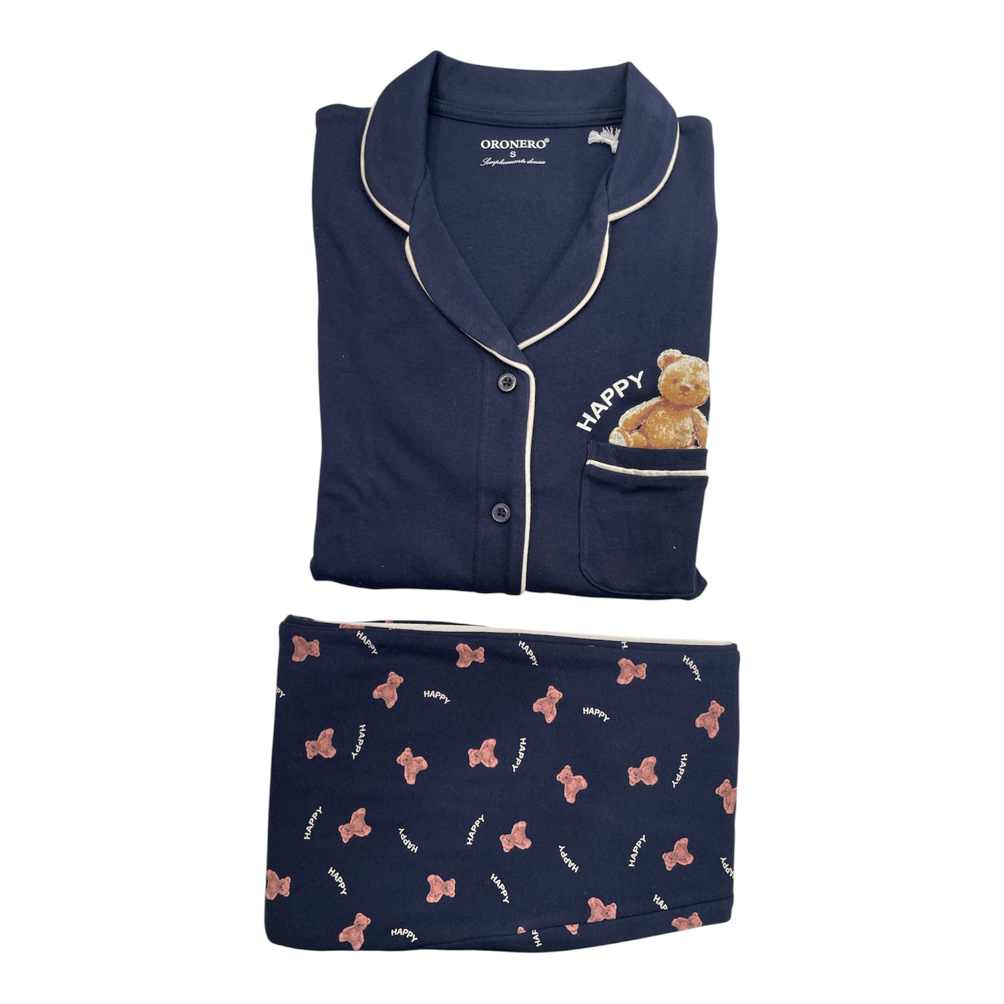 Pigiama Donna Lungo Caldo Cotone Apertura Davantii Oronero Art.OD469 - Boutique dell'Intimo e del Neonato