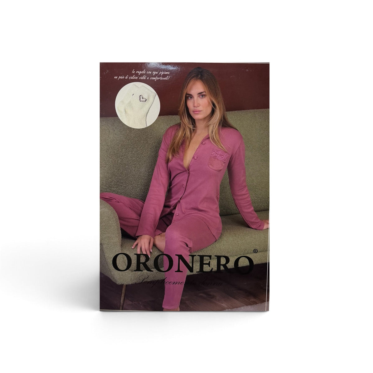 Pigiama Donna Lungo in Caldo Cotone Aperto Davanti + Calze Omaggio Oronero Art.OD484 - Boutique dell'Intimo e del Neonato