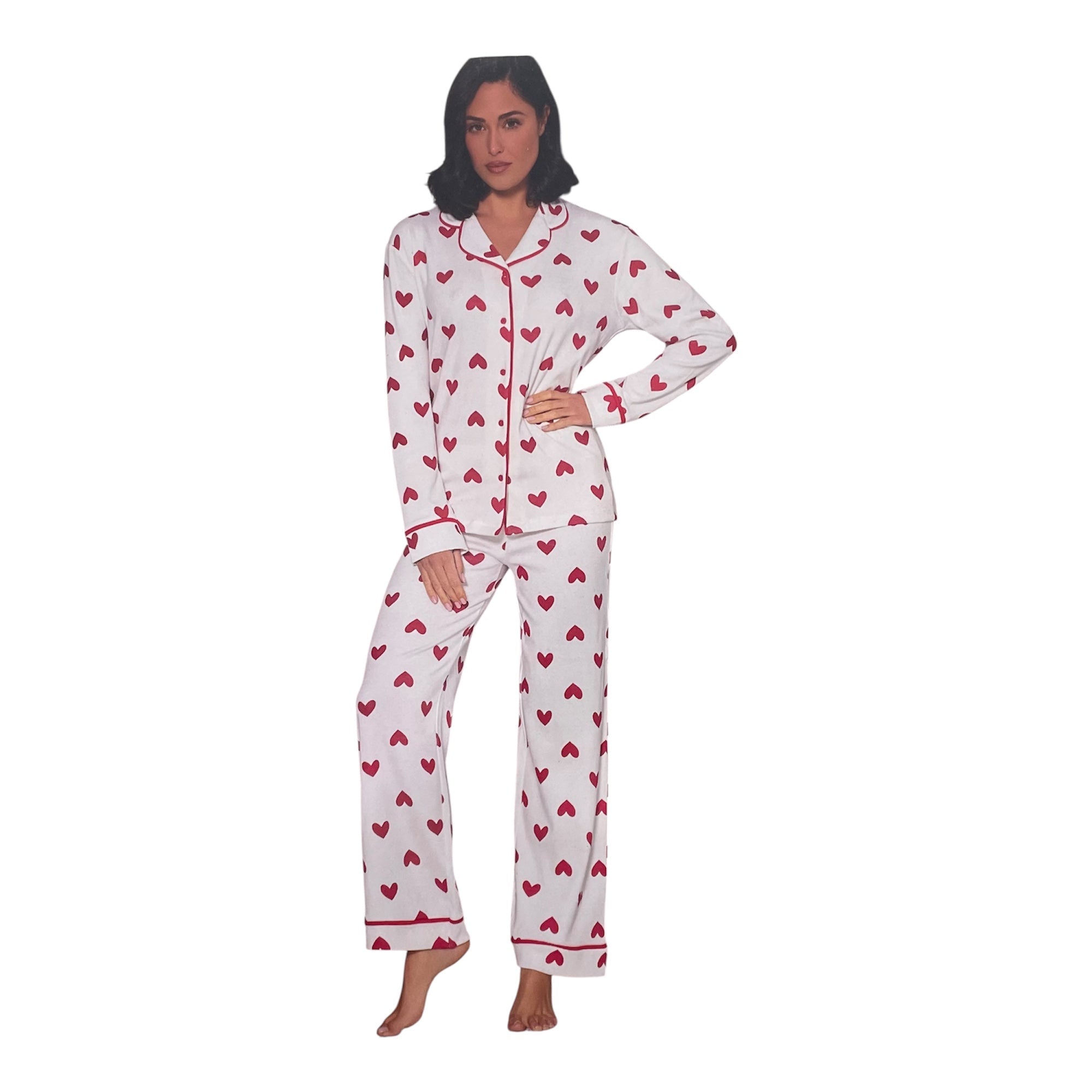 Pigiama Donna Lungo Caldo Cotone Apertura Davanti Senza Polsino Love and Bra Art.94298 - Boutique dell'Intimo e del Neonato