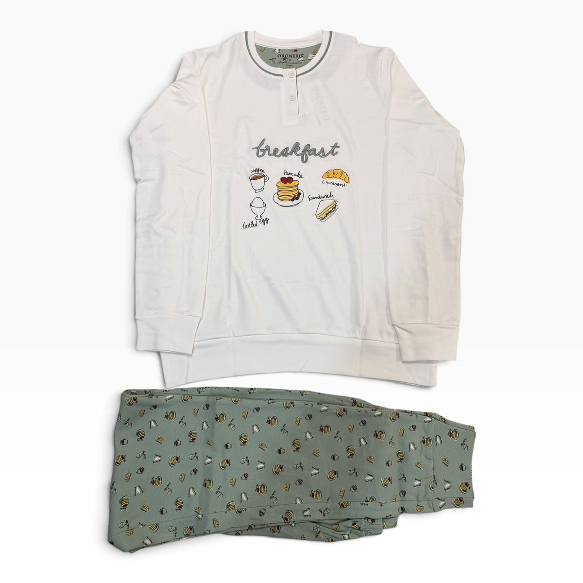 Pigiama Donna Lungo in Caldo Cotone Serafino + Calze Omaggio Oronero Art.OD683 - Boutique dell'Intimo e del Neonato