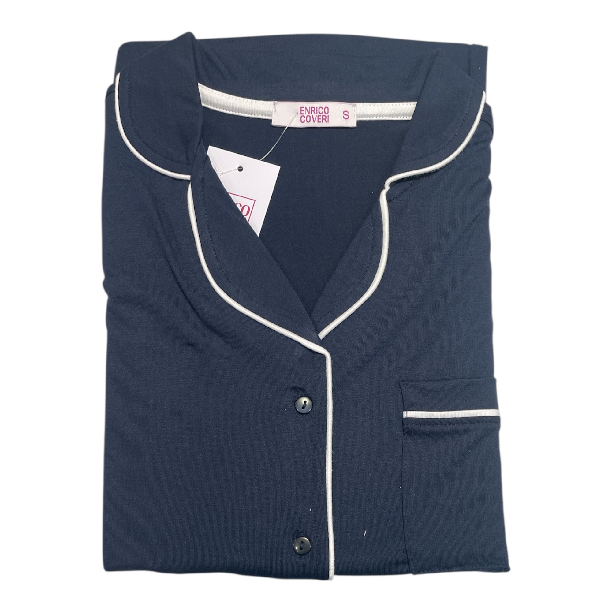 Pigiama Donna Lungo in Cotone Interlock Aperto Avanti Enrico Coveri Art.EP6283 - Boutique dell'Intimo e del Neonato