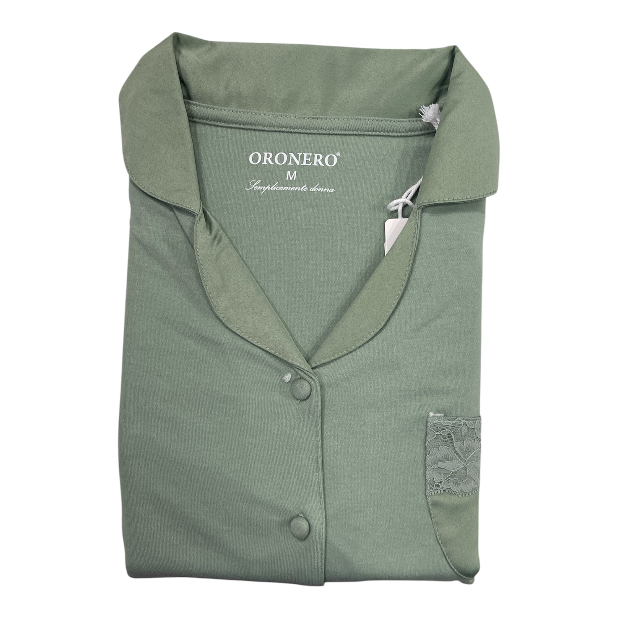 Pigiama Donna Lungo in Cotone Interlock Aperto Davanti Oronero Art.OD484 - Boutique dell'Intimo e del Neonato