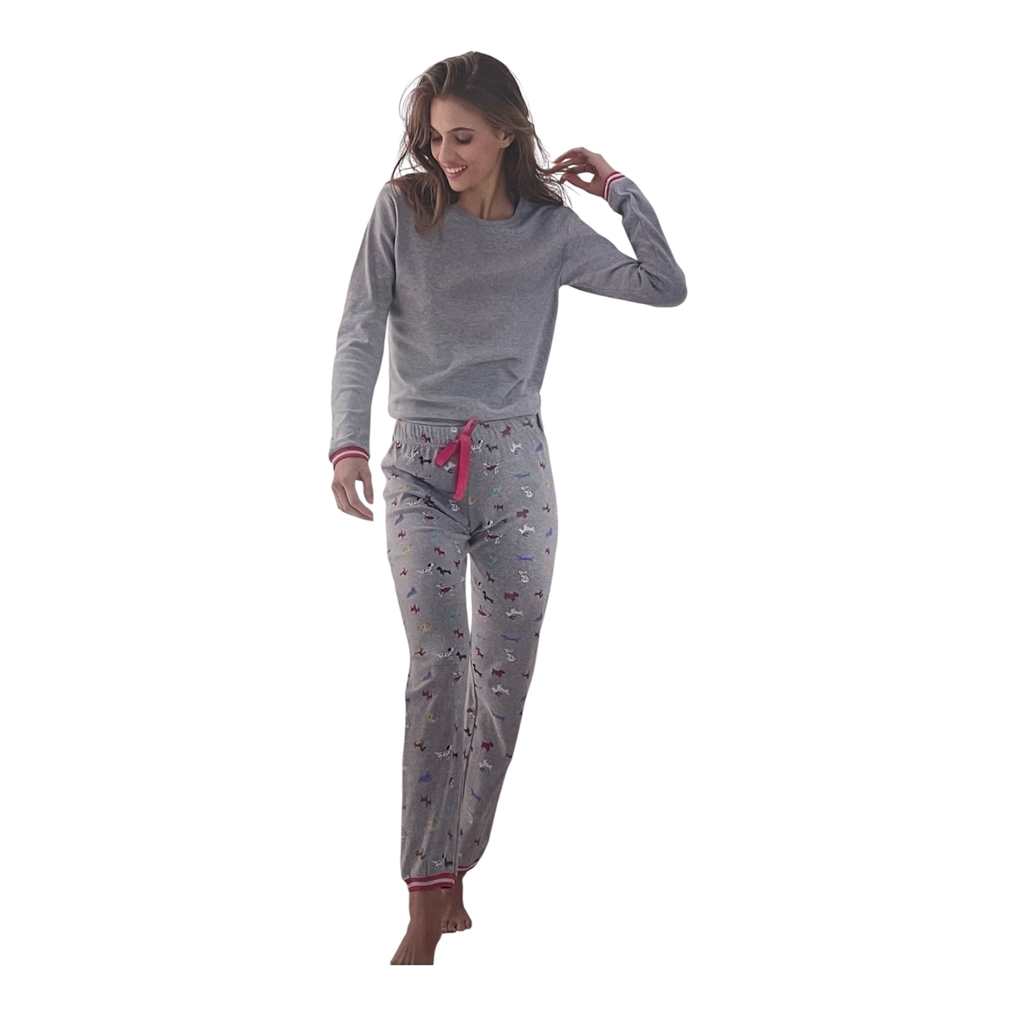 Pigiama Donna Lungo in Cotone Interlock Girocollo Enrico Coveri Art.EP6216 - Boutique dell'Intimo e del Neonato