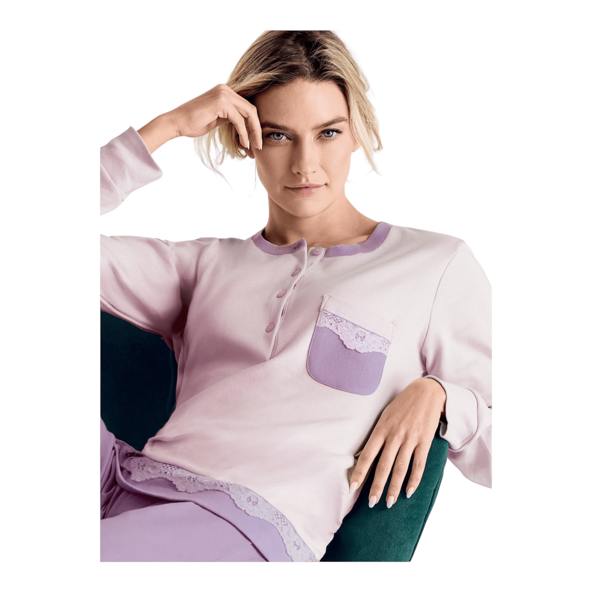 Pigiama Donna Lungo in Cotone Interlock Serafino Infiore Art.MA652996 - Boutique dell'Intimo e del Neonato