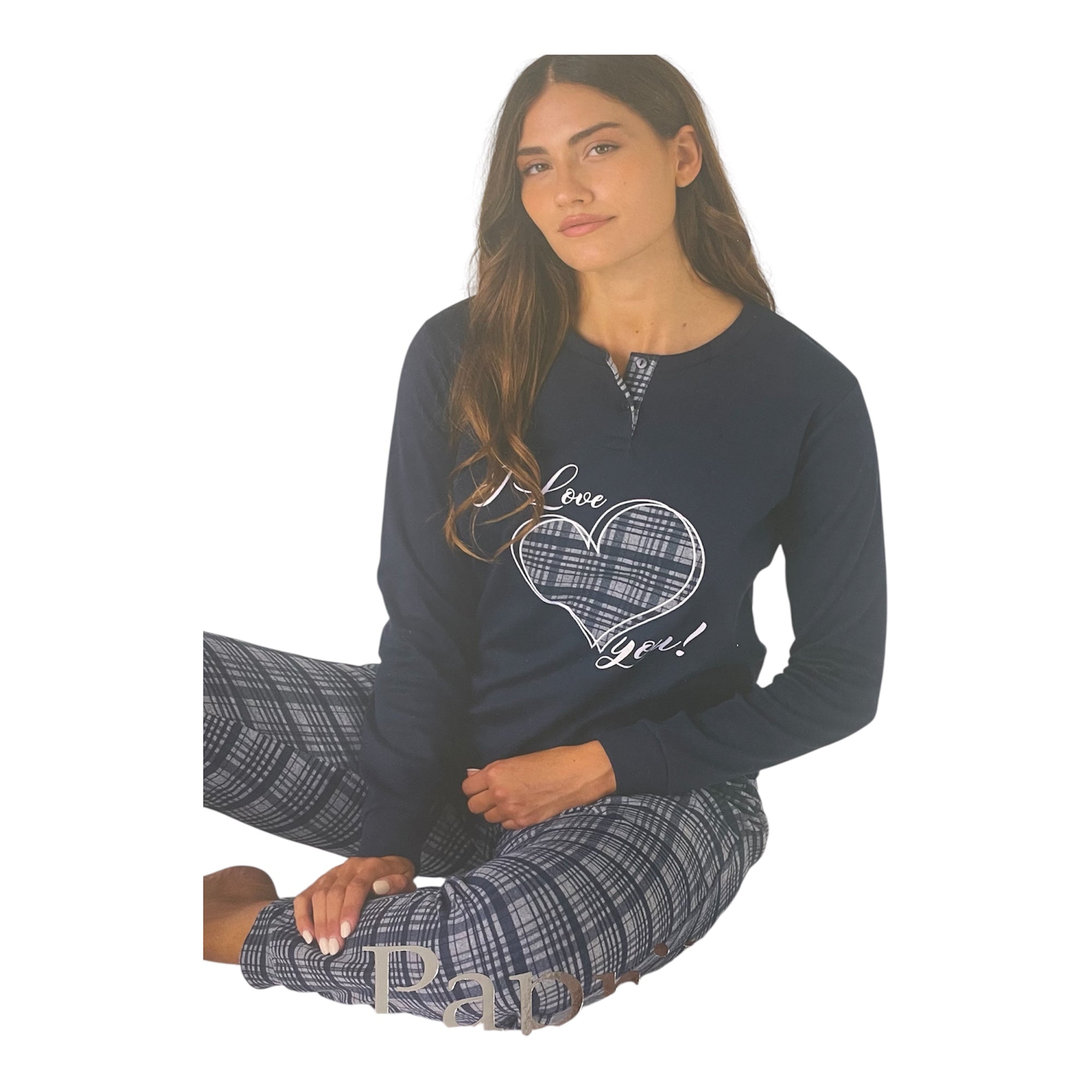 Pigiama Donna Lungo in Cotone Interlock Serafino Paprika & Zenzero Art.PP503 - Boutique dell'Intimo e del Neonato