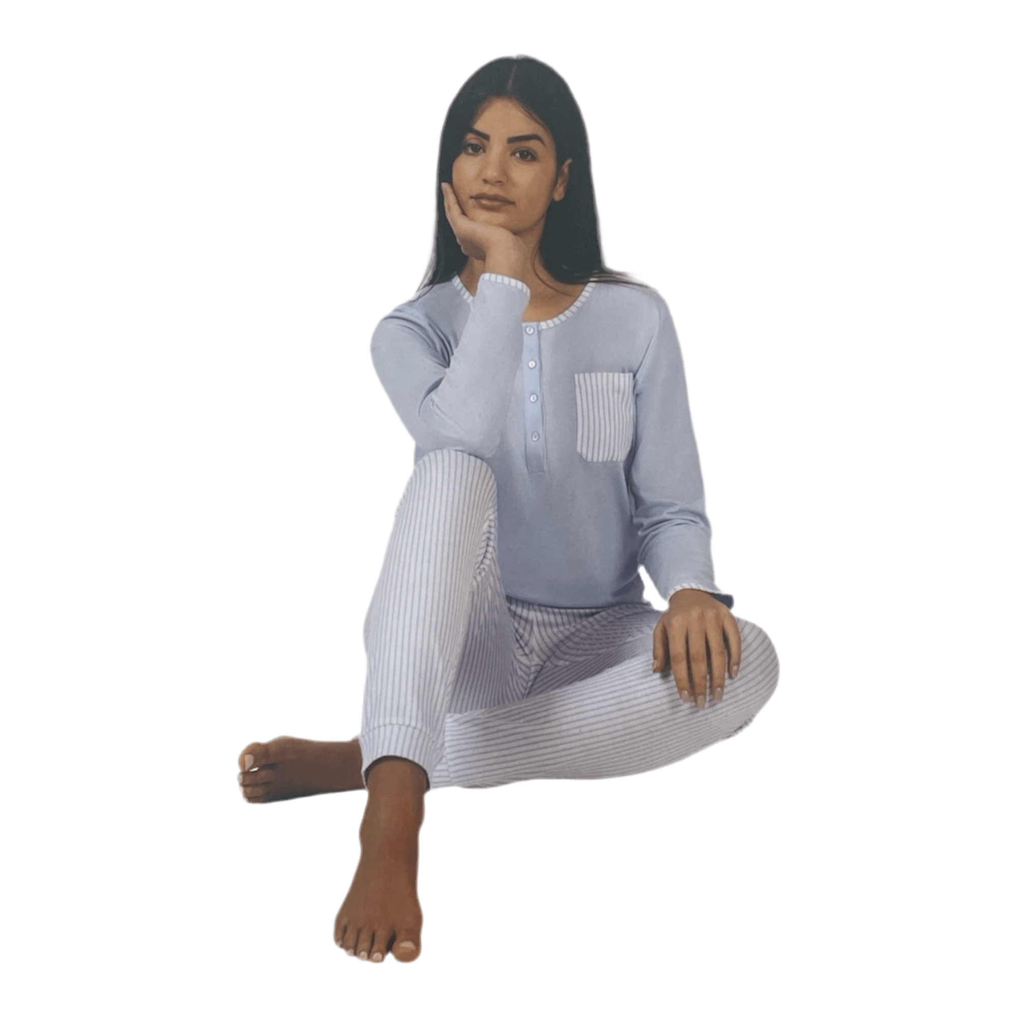 Pigiama Donna Lungo in Cotone Jersey 100SBADIGLI Art.DL - 101 - Boutique dell'Intimo e del Neonato