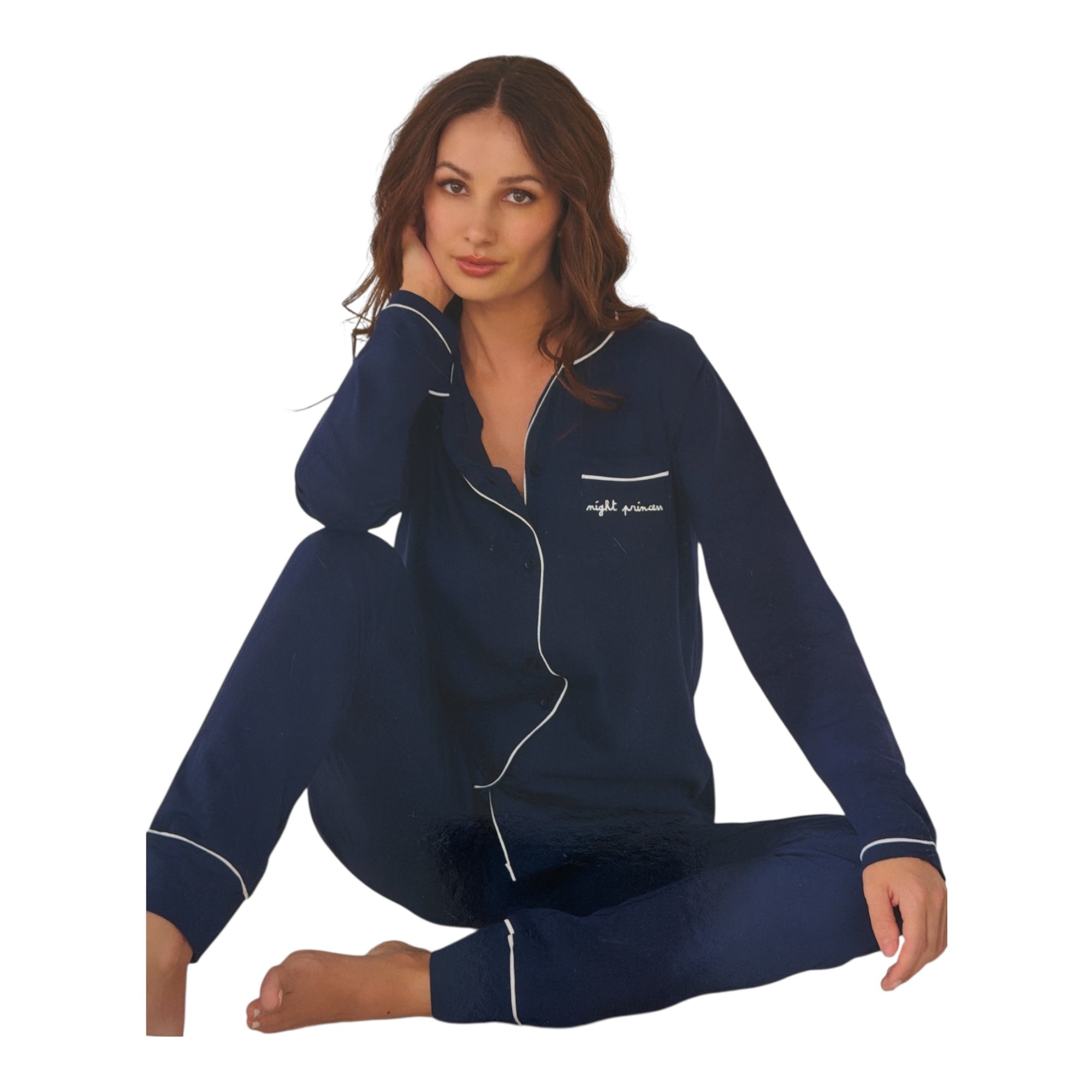 Pigiama Donna Lungo in Cotone Jersey Aperto Davanti Oronero Art.OD568 - Boutique dell'Intimo e del Neonato