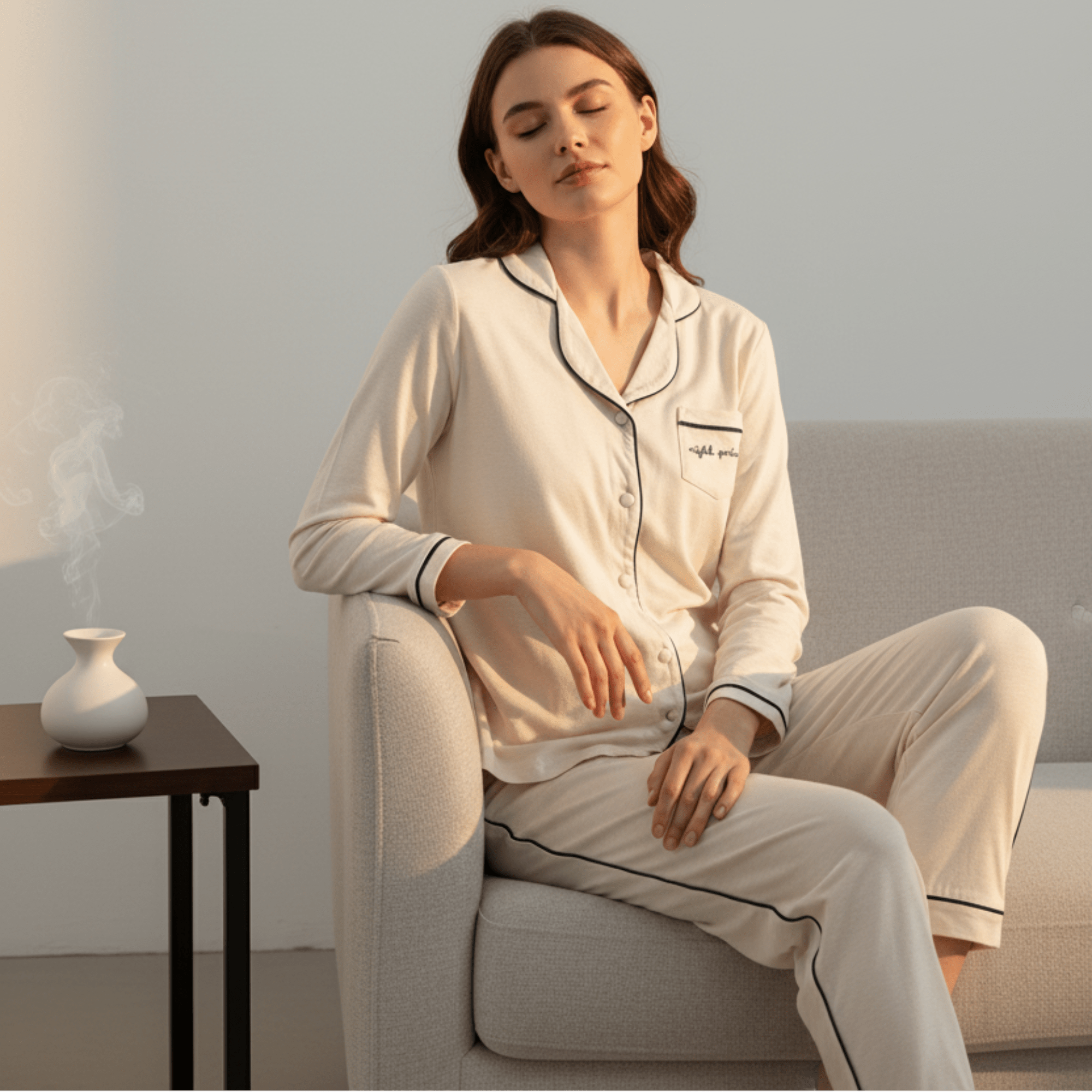 Pigiama Donna Lungo in Cotone Jersey Aperto Davanti Oronero Art.OD568 - Boutique dell'Intimo e del Neonato