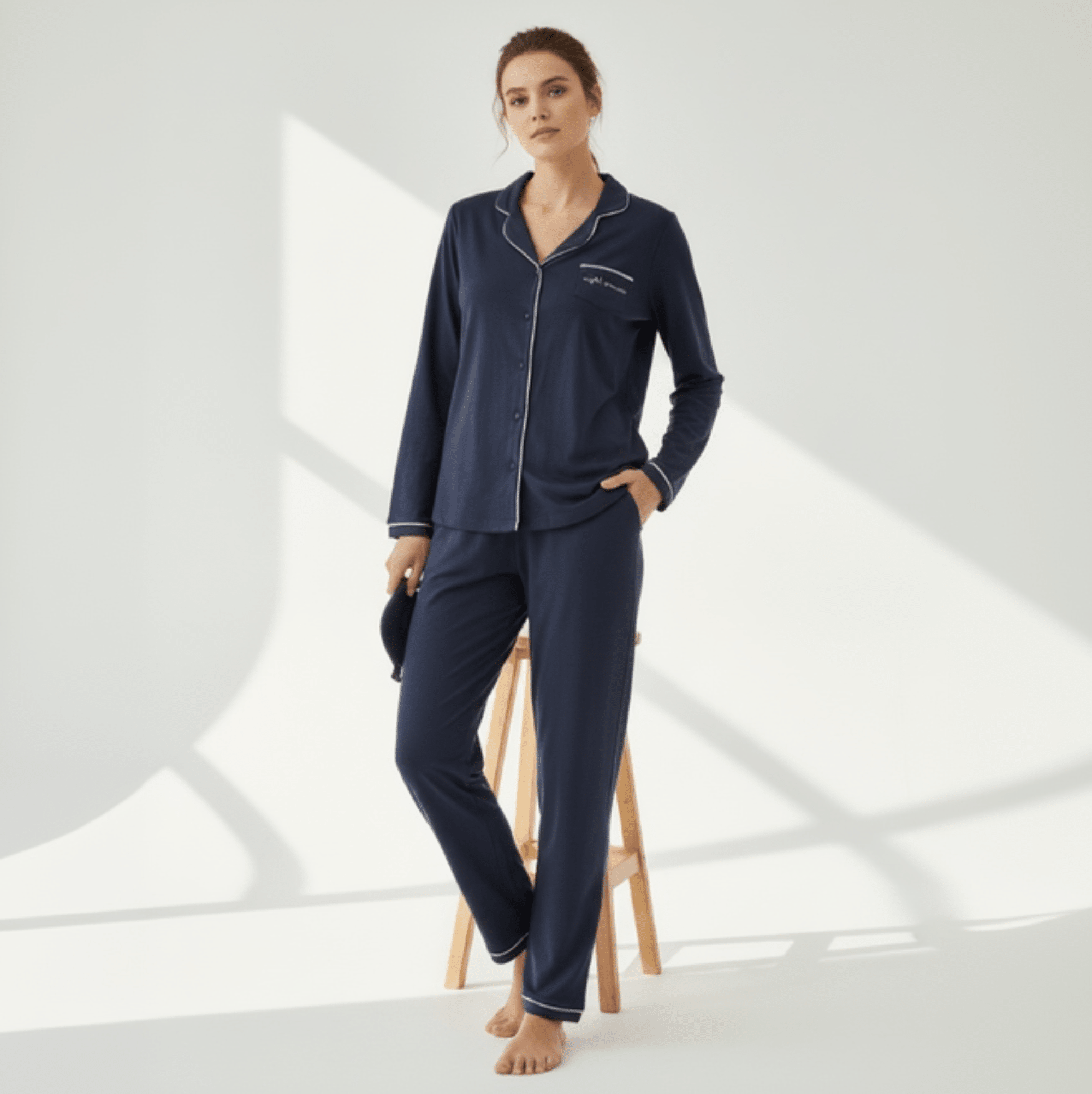 Pigiama Donna Lungo in Cotone Jersey Aperto Davanti Oronero Art.OD568 - Boutique dell'Intimo e del Neonato