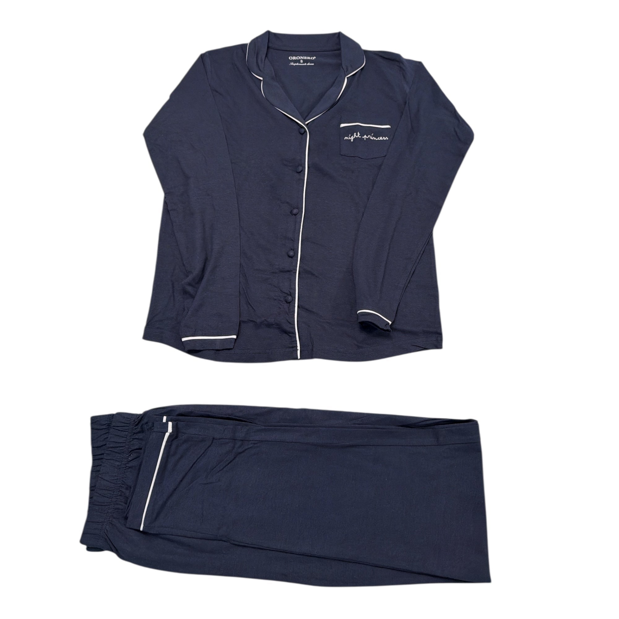 Pigiama Donna Lungo in Cotone Jersey Aperto Davanti Oronero Art.OD568 - Boutique dell'Intimo e del Neonato