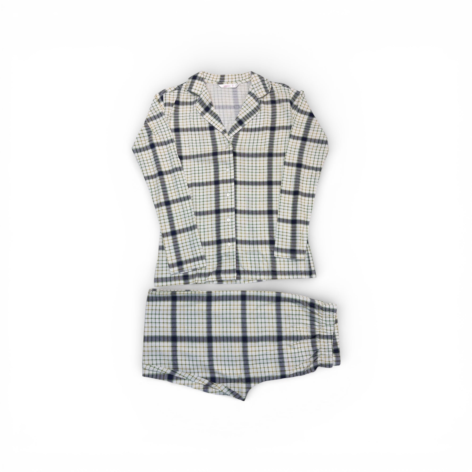 Pigiama Donna Lungo in Cotone Jersey Quadri Aperto Davanti Jadea Art.3274 - Boutique dell'Intimo e del Neonato
